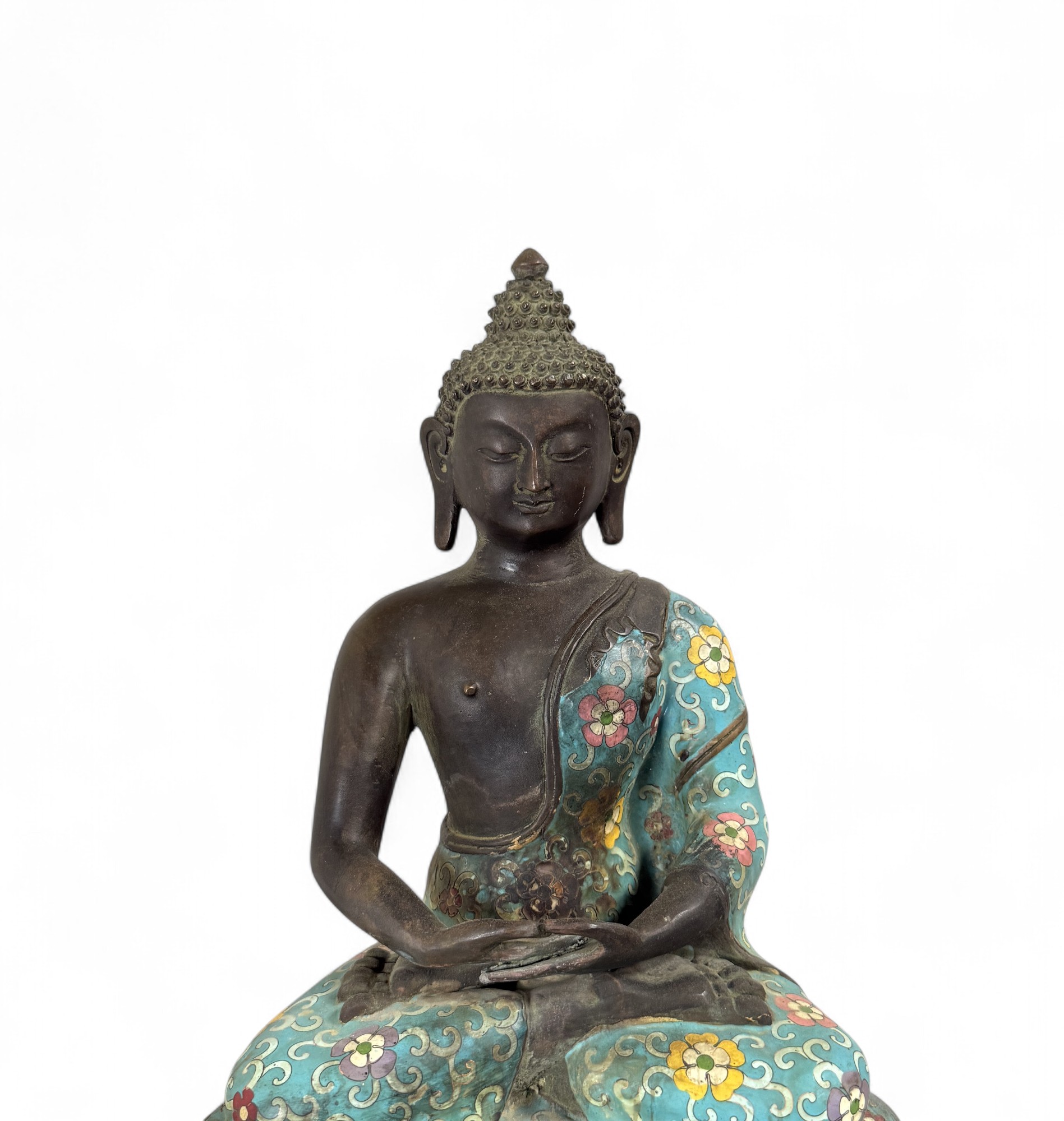 Buddha Figur Bronze China Cloisonne Skulptur 40cm groß