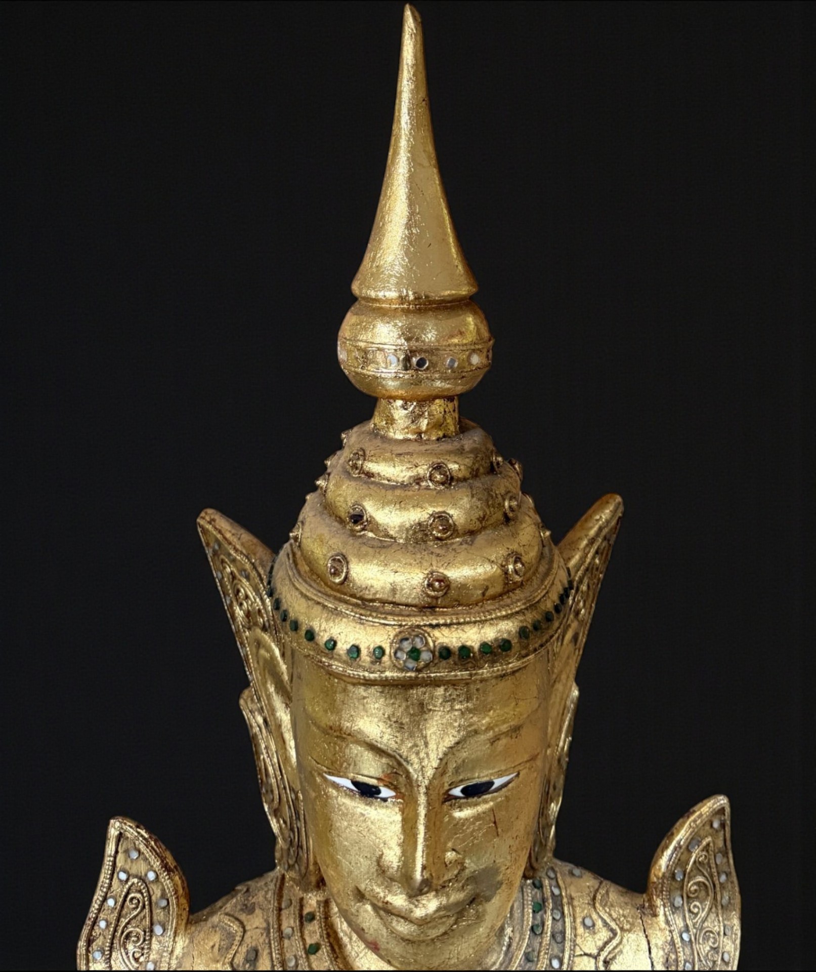 Thailändischer Tempelwächter Teppanom Holz Skulptur 94 cm