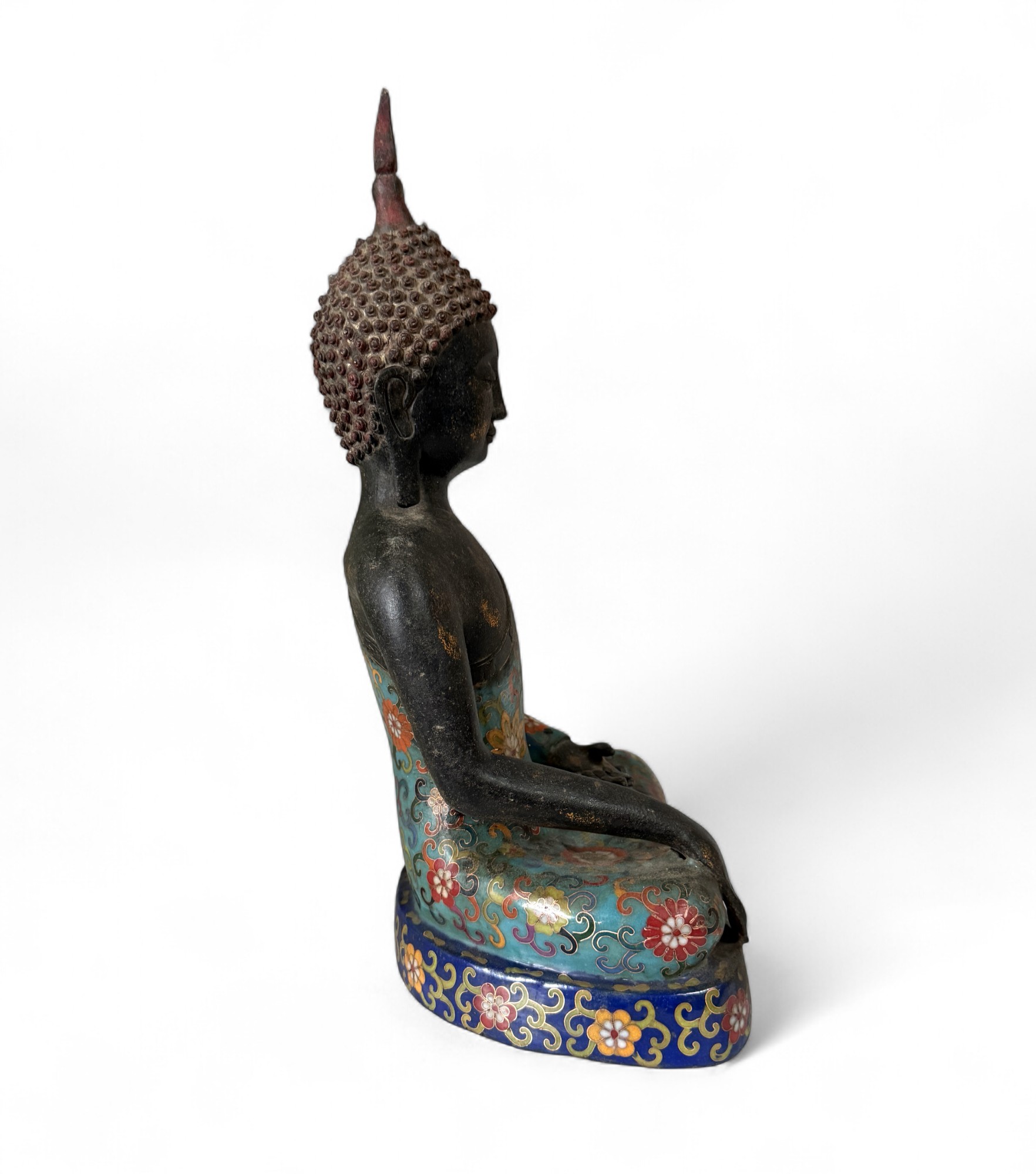 Buddha Figur Bronze Siddharta Gautama Cloisonne Skulptur 40 cm