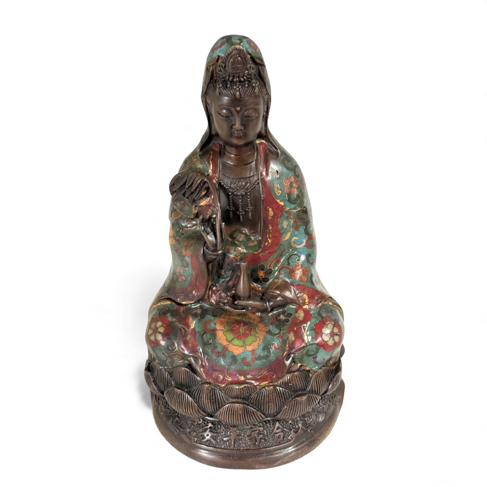 Guanyin Buddha Figur Bronze Cloisonne Skulptur China