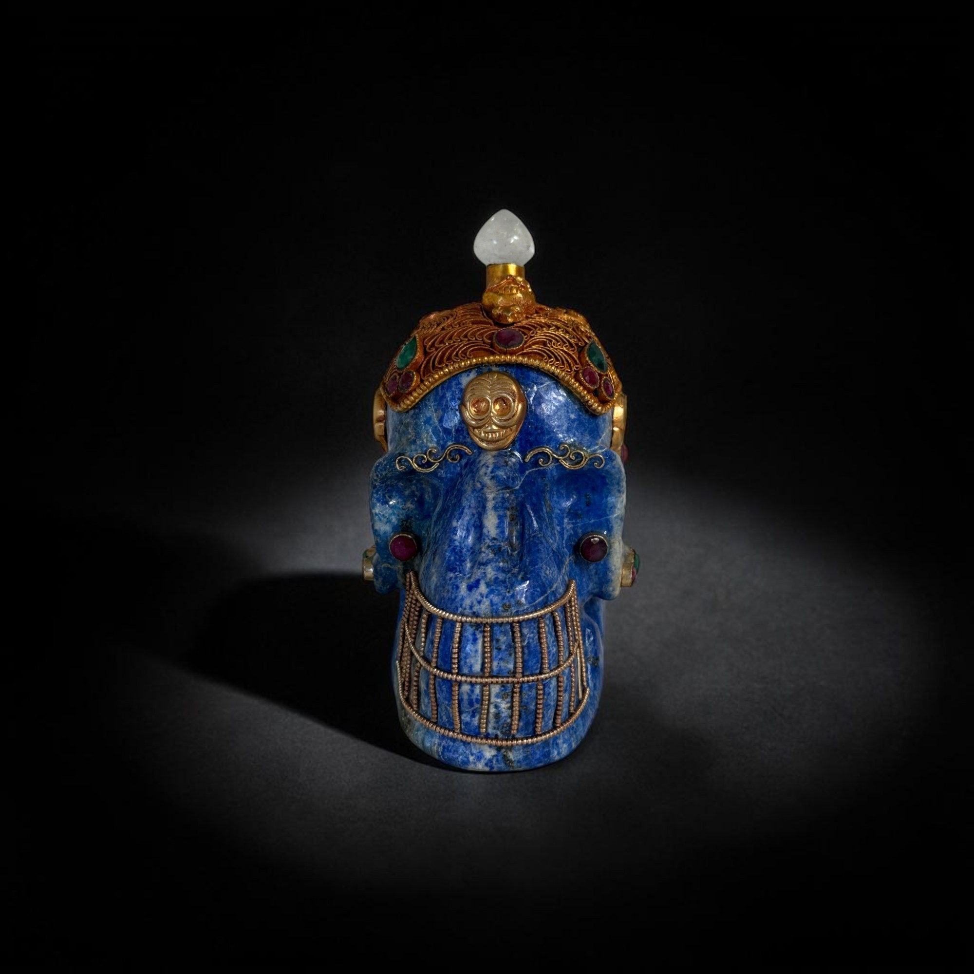 Lapis Lazuli Skull Totenkopf mit Edelsteinen Nepal - 10 cm