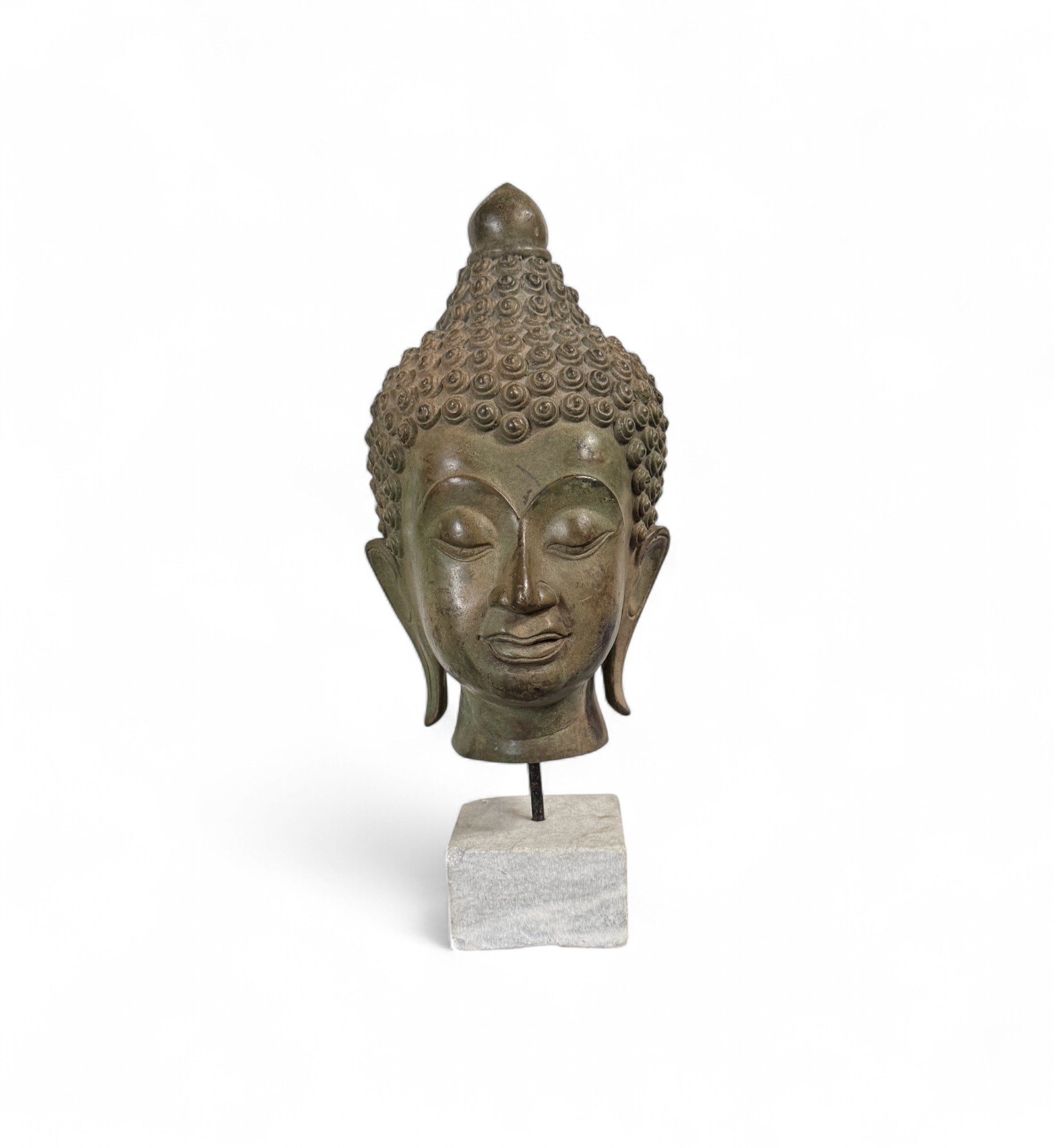 Alter Bronze Buddha Kopf aus Thailand – 1970er Jahre