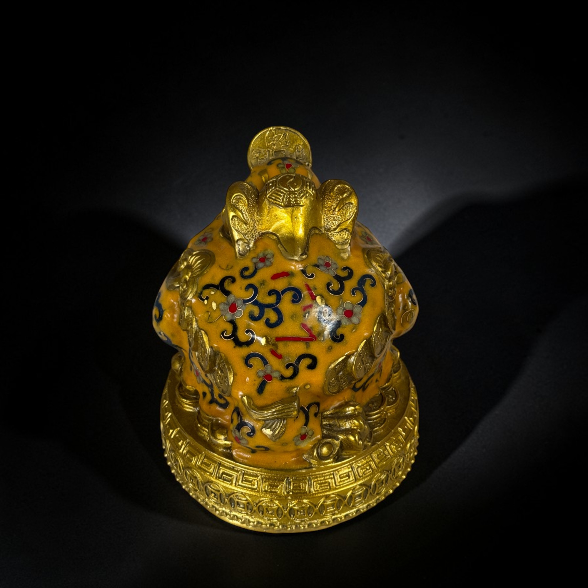 Bronze Geldfrosch Skulptur – Reichtum & Glück mit Cloisonné (17 cm)