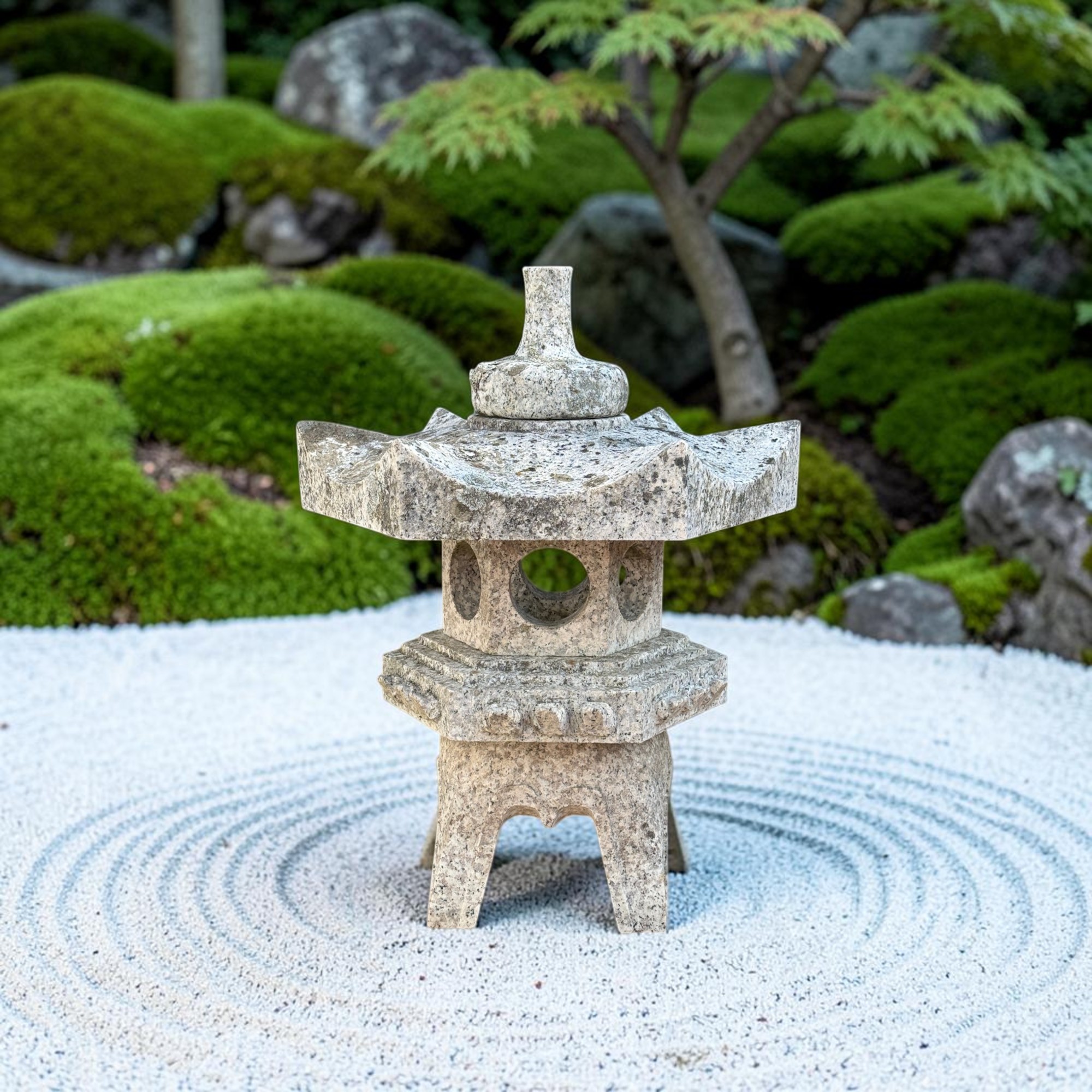 Alte japanische Steinlaterne aus Granit mit Patina - 65 cm
