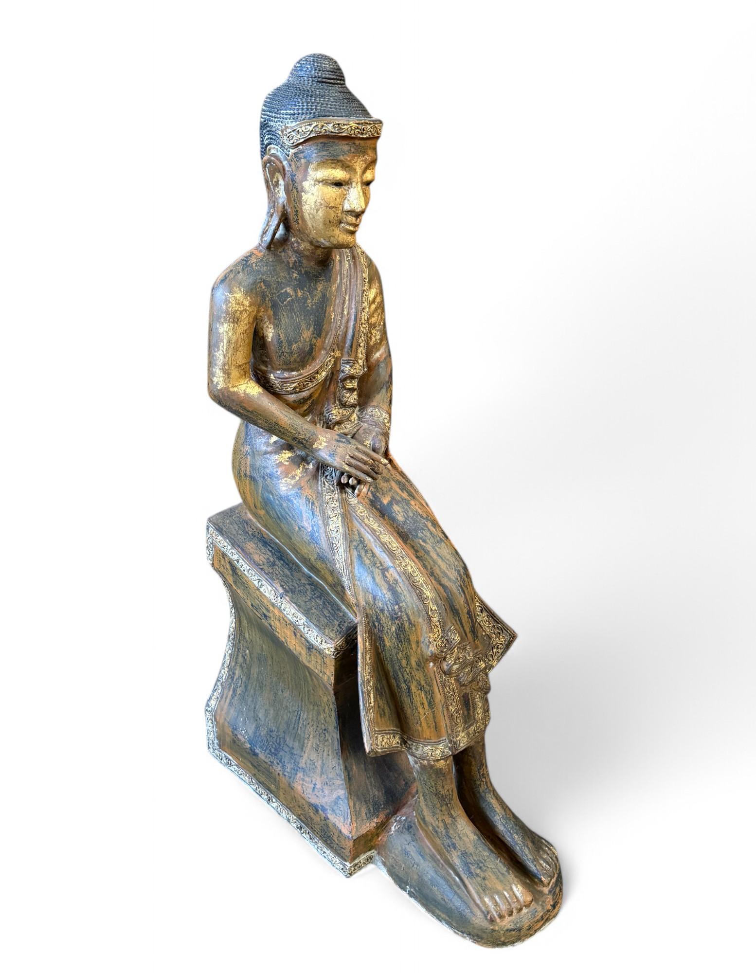 Alte Burma Buddha Skulptur Lacquerware teilvergoldet 100 cm Alte Burma Buddha Skulptur Lacquerware teilvergoldet 100 cm