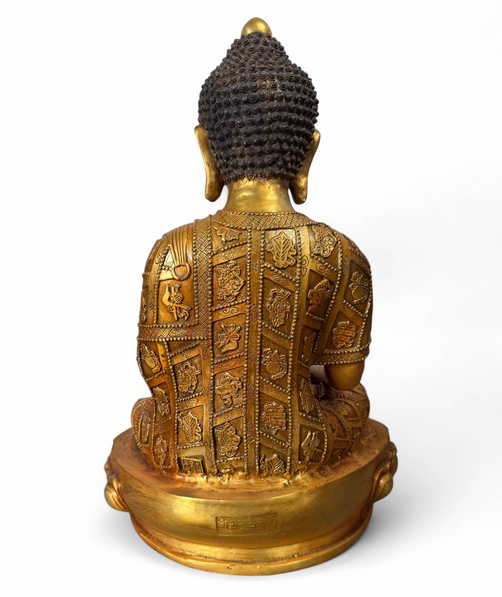 Buddha Figur Bronze 8 buddhistische Glückssymbole 43 cm
