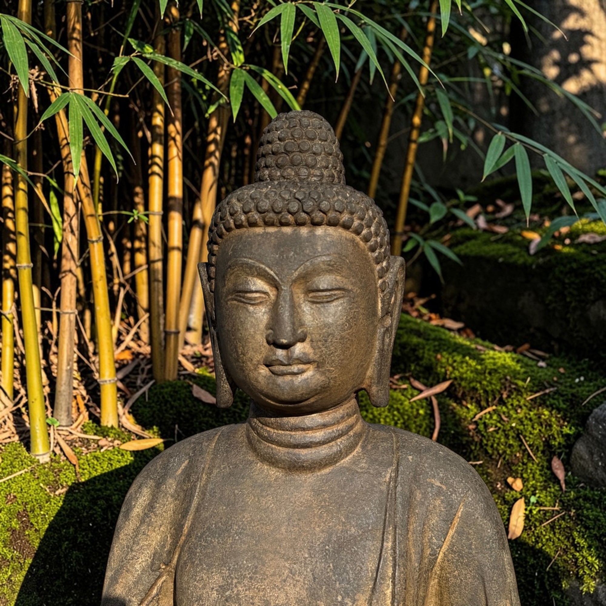 Garten Buddha Statue Naturstein Figur Meditations Geste