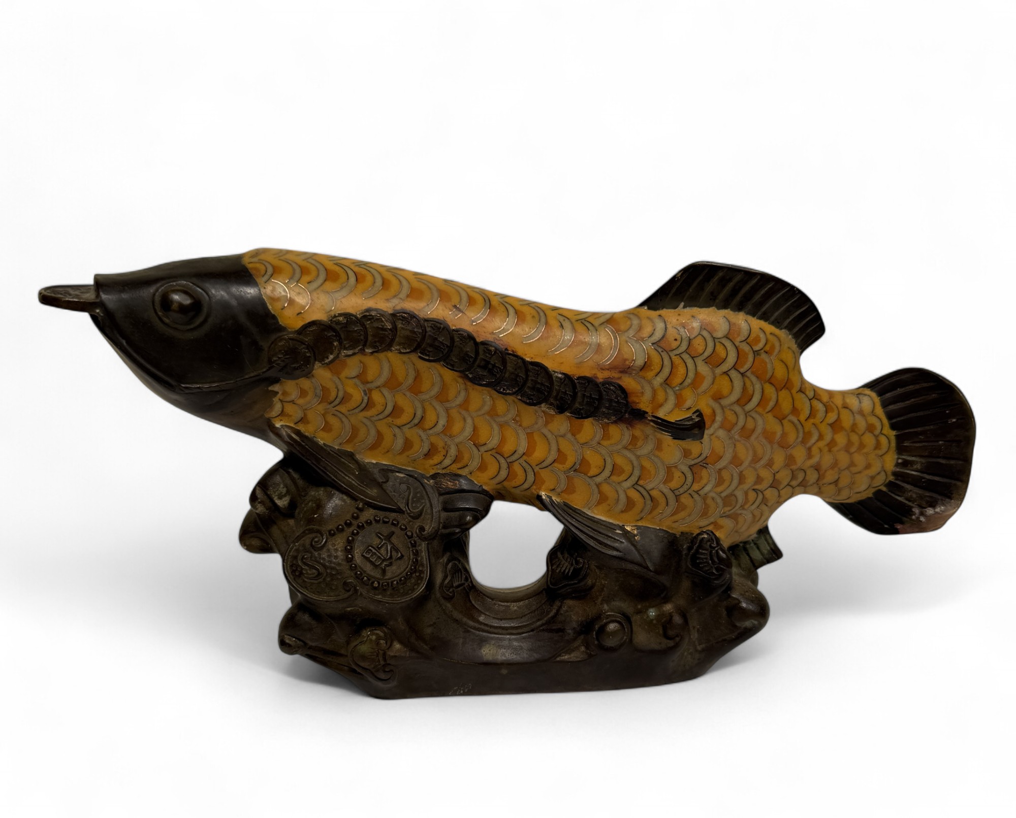 Koifisch Bronze Skulptur Cloisonne Figur Reichtumssymbol