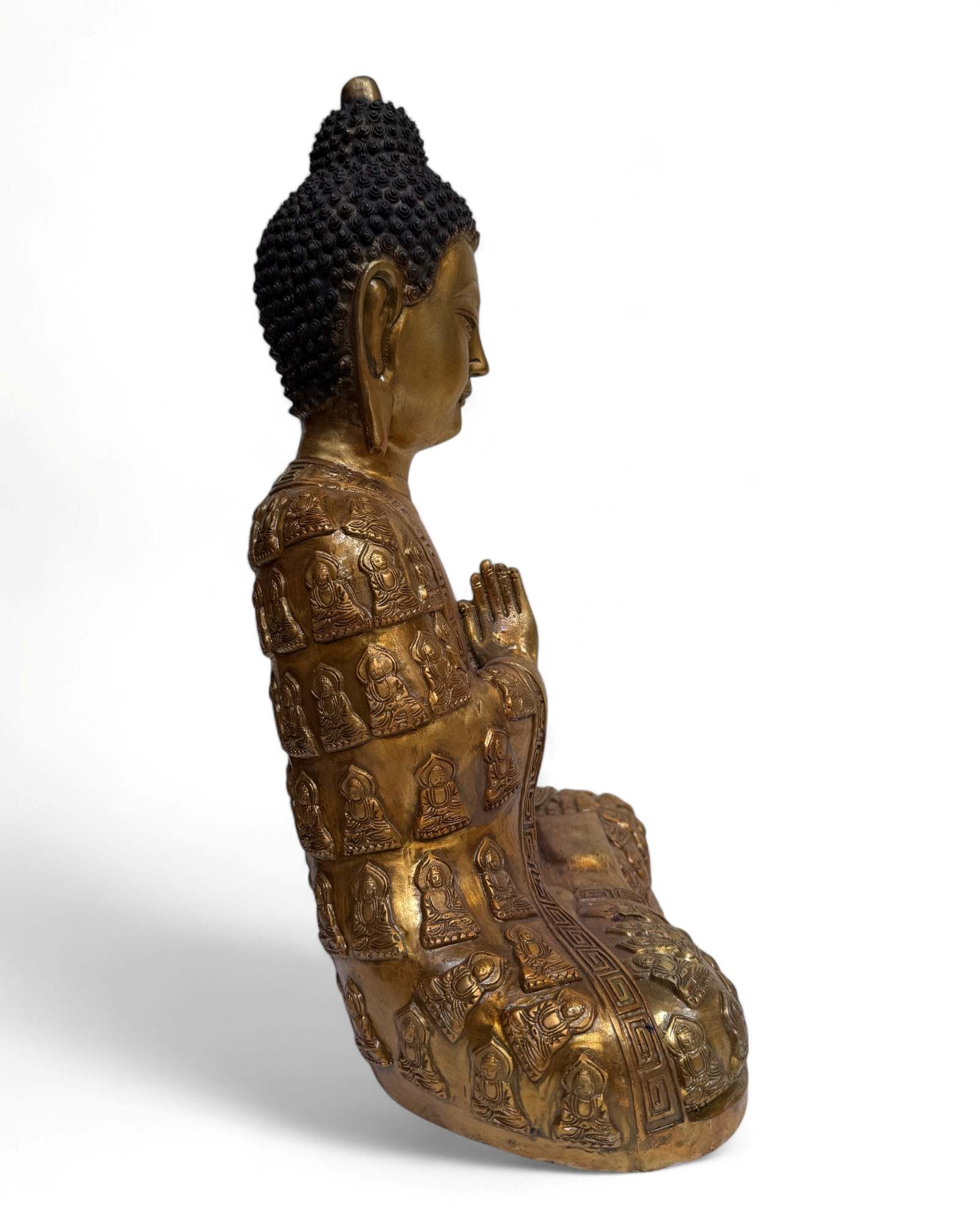 Buddha Skulptur mit Anjali Mudra aus Bronze - 40 cm groß