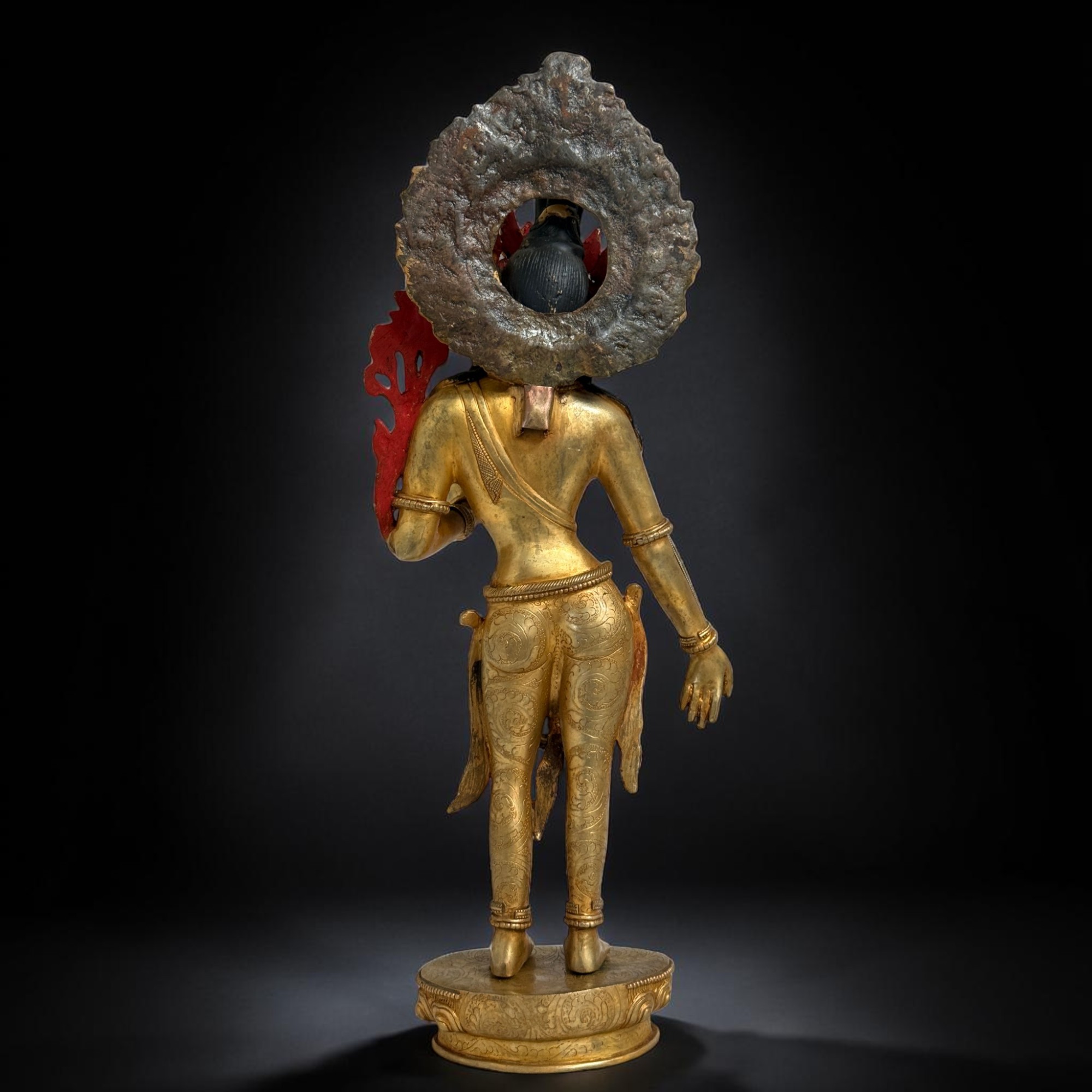 Grüne Tara Skulptur 48cm | Bronze feuervergoldet | Aventurin & Edelstein Besatz