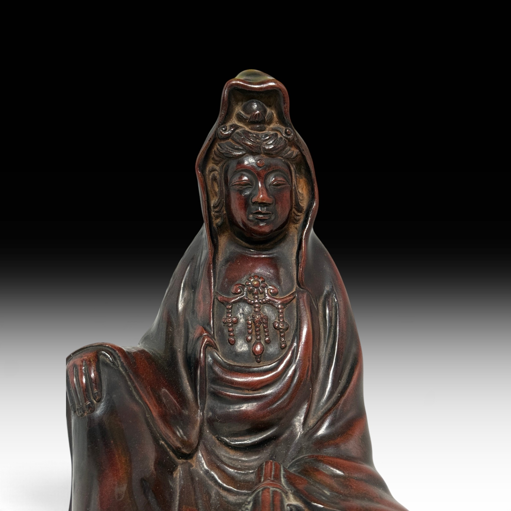 Alte Japan Kannon Bronze Figur – Signiert „Seiko“ – 19. Jhdt. – 2,9 kg – 22,5 cm
