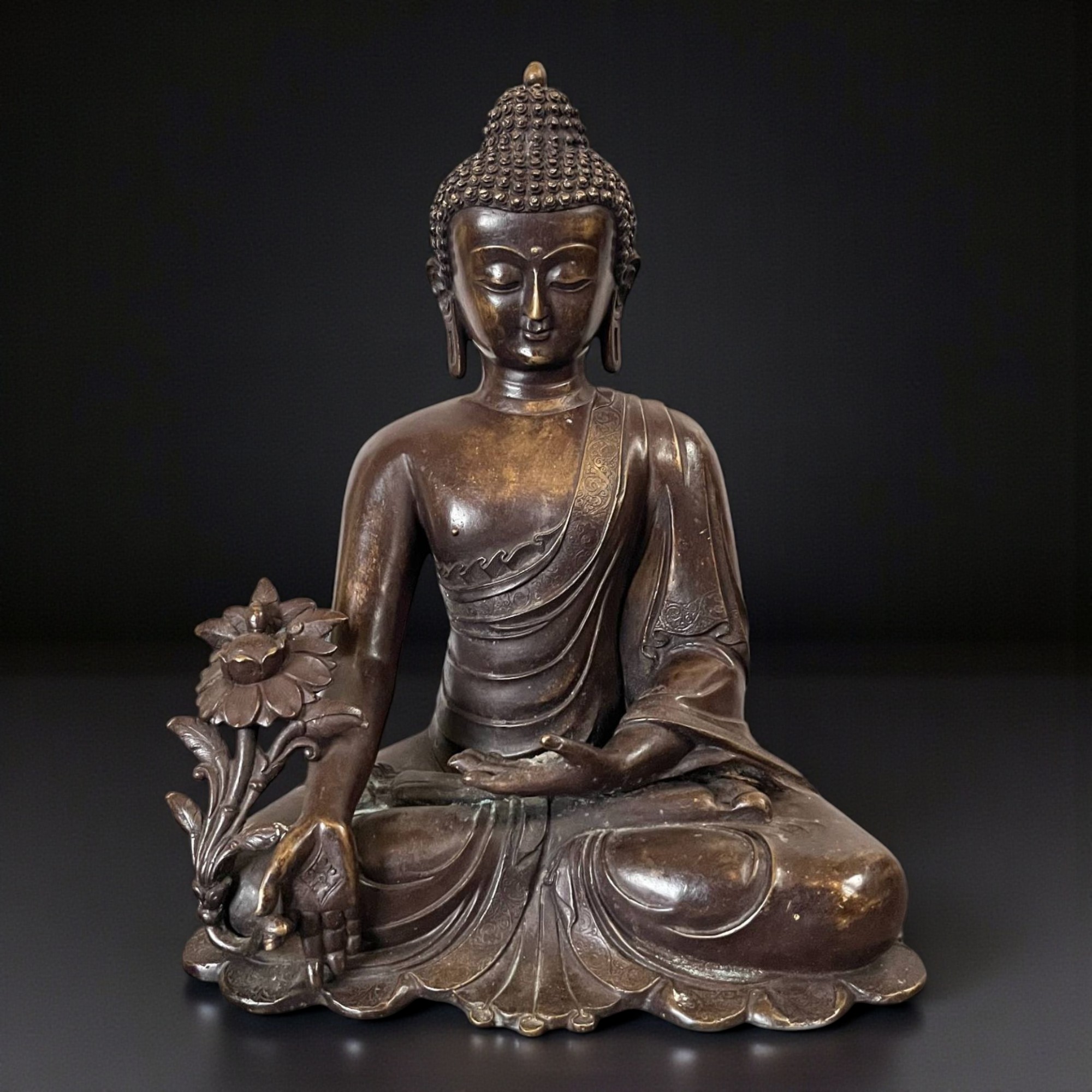 Medizin Buddha Figur Bronze Nepal Skulptur 36 cm groß