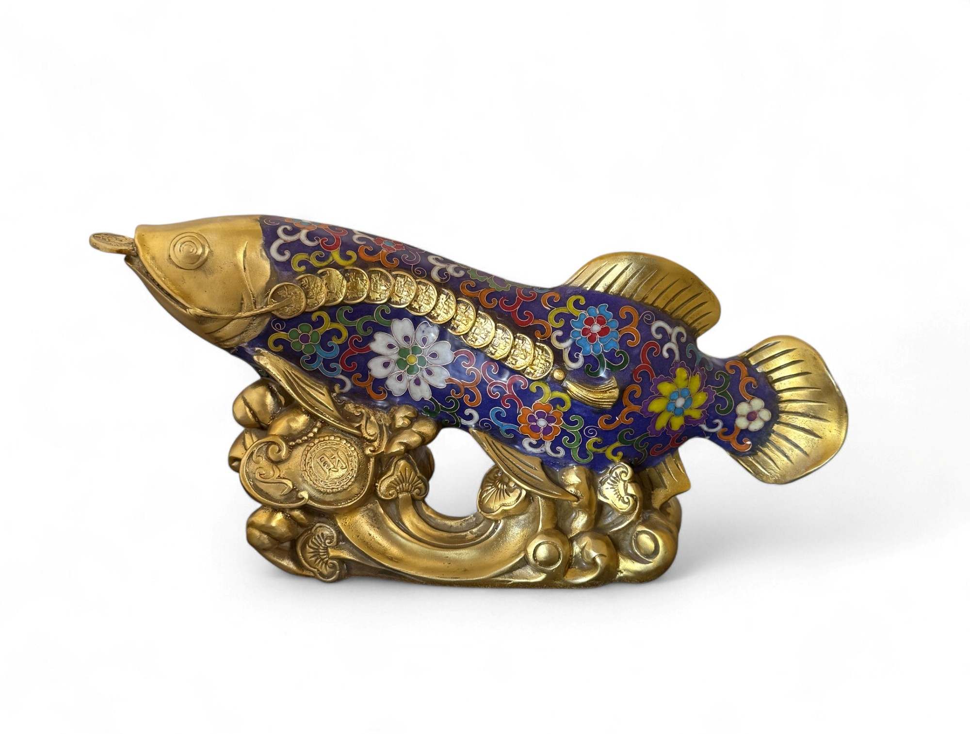 Koifisch Bronze Skulptur Cloisonne Figur Reichtumssymbol