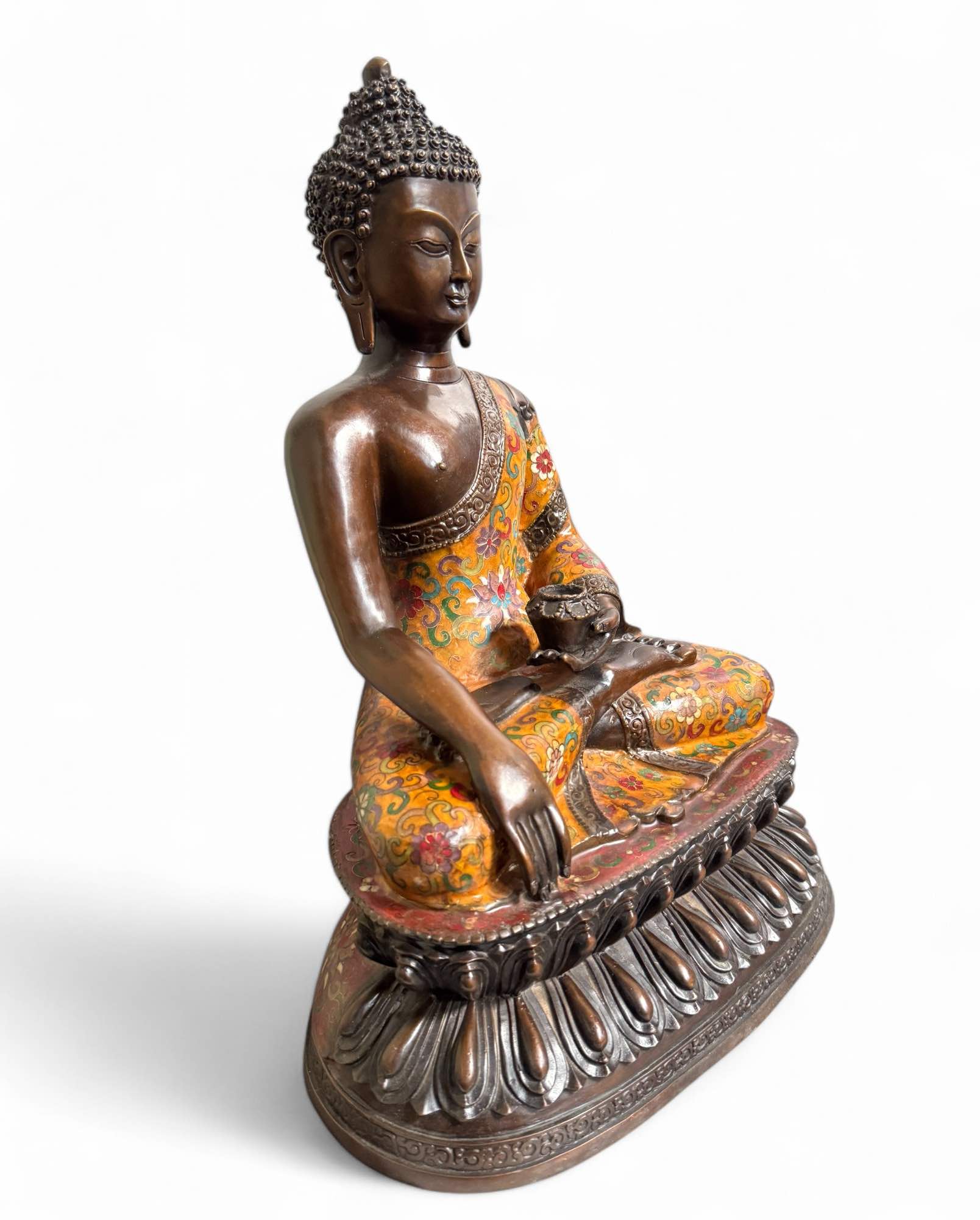 Cloisonné Buddha Figur Bronze Siddharta - 43,5 cm groß