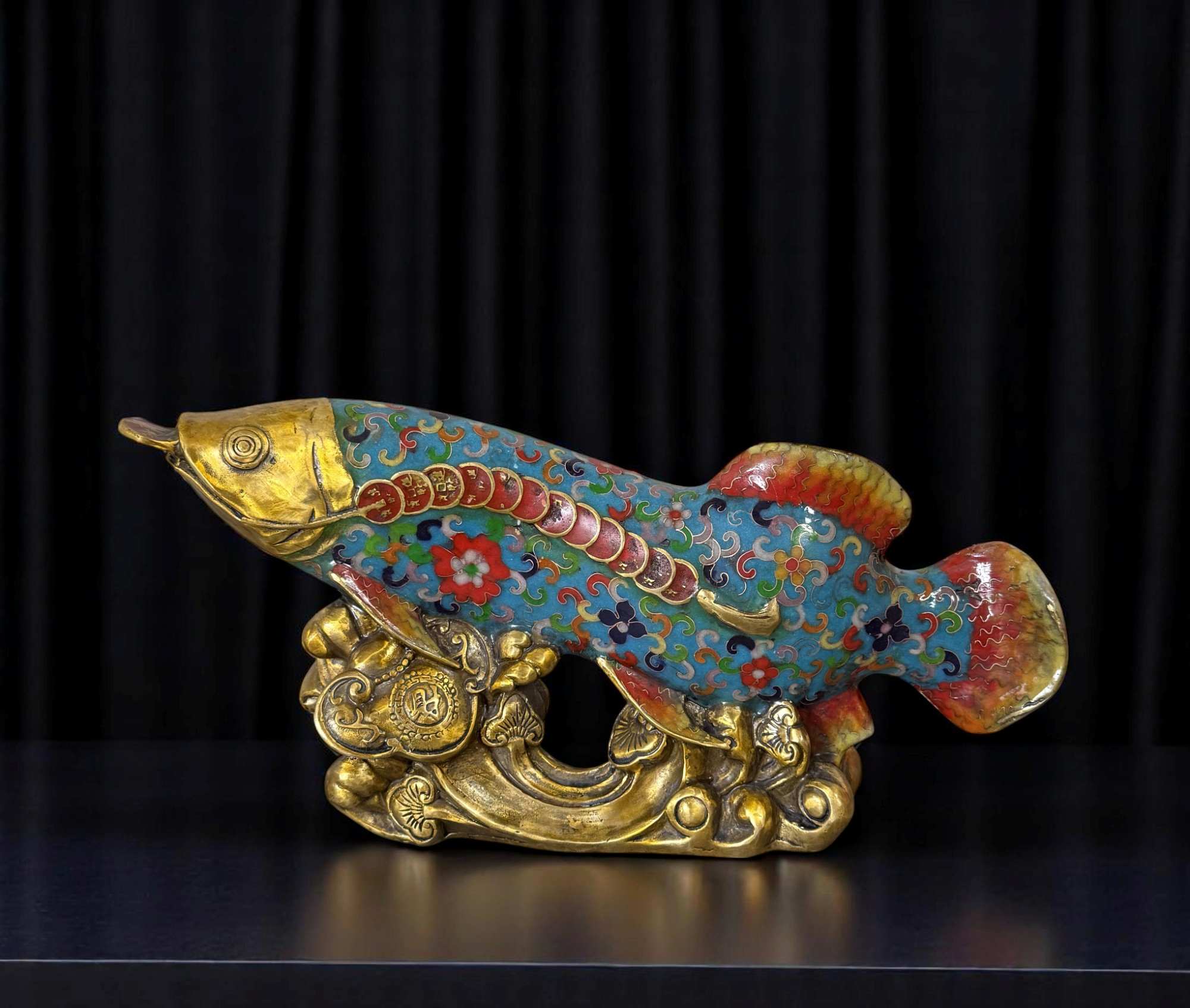 Koifisch Bronze Skulptur Cloisonne Figur Reichtumssymbol