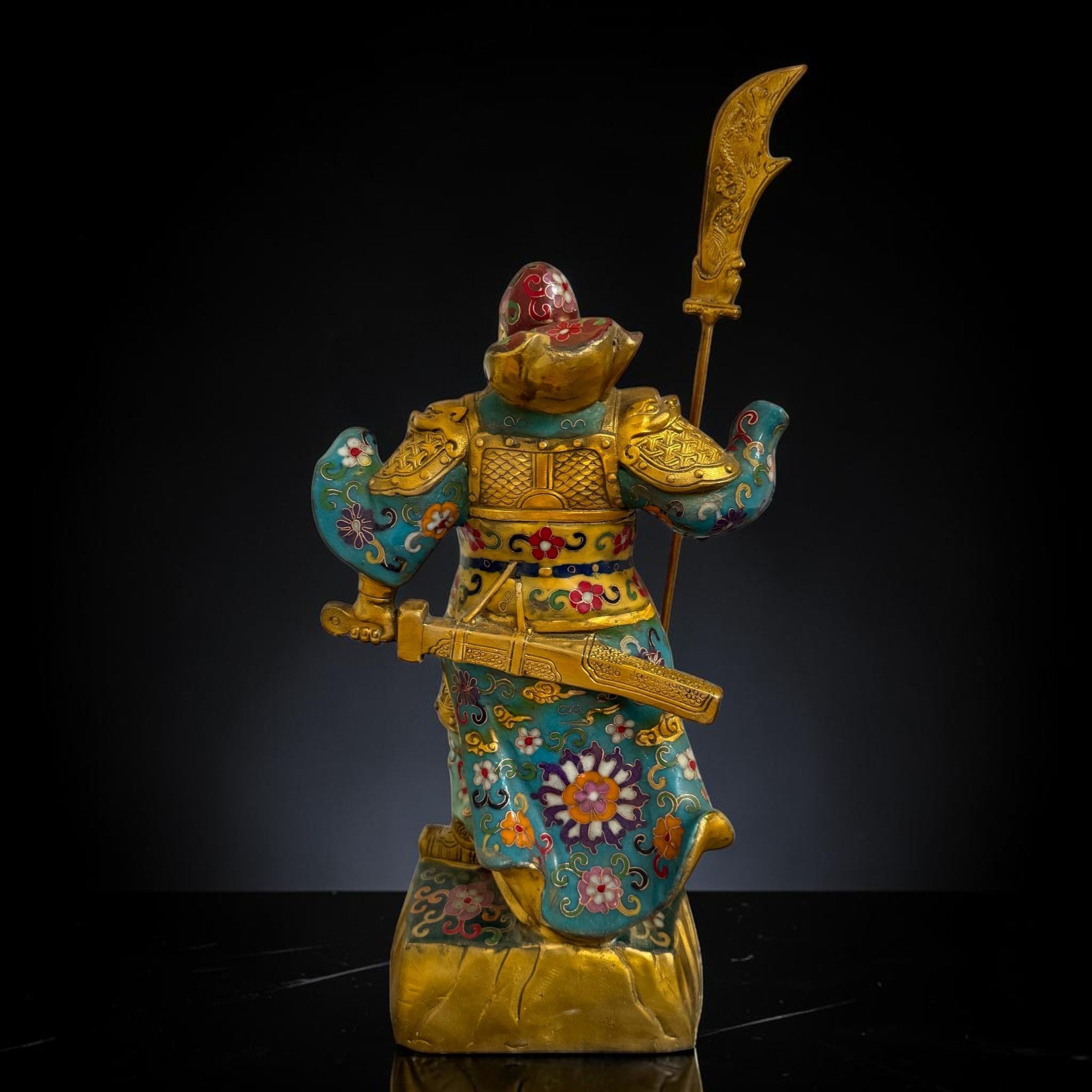 General Guan Yu China Bronze Krieger Figur Cloisonne Skulptur