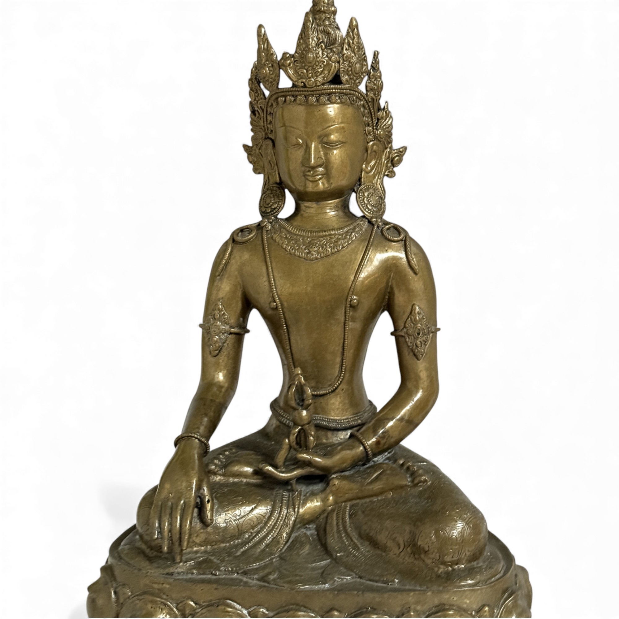 Tibet Buddha Skulptur aus Bronze mit Dorje