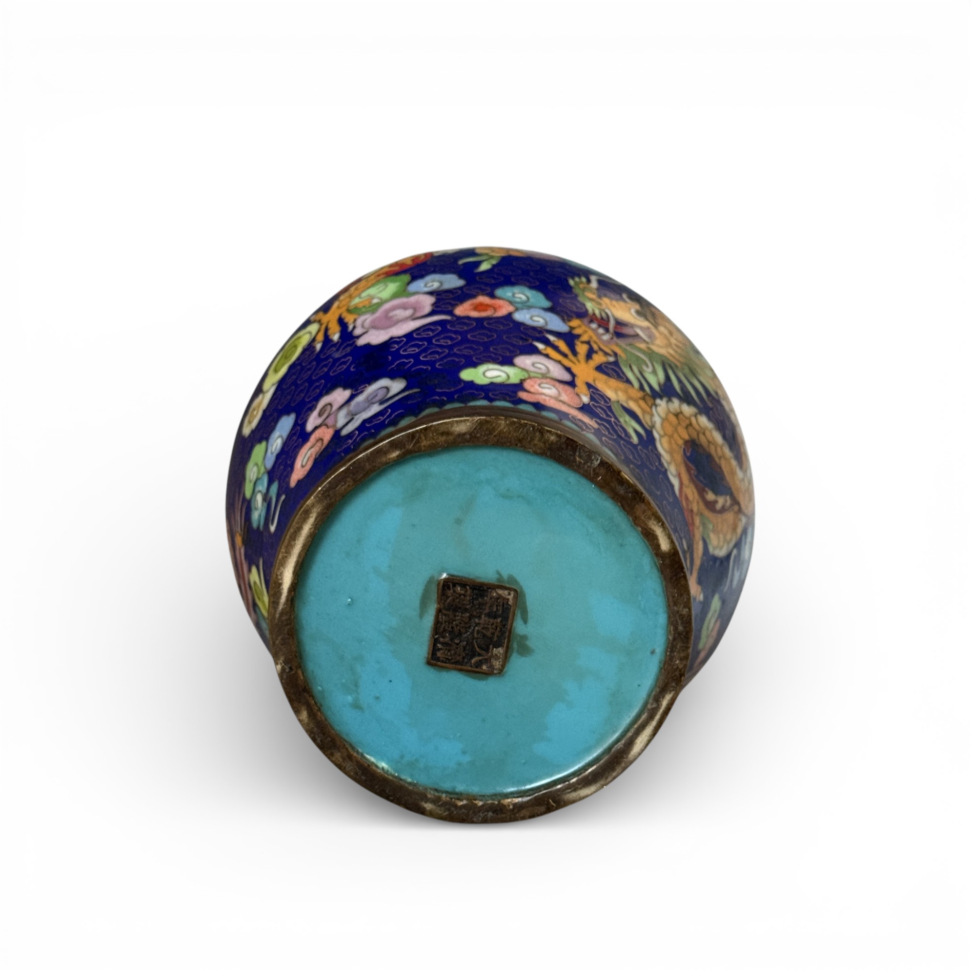 Chinesische Cloisonné Vase Bronze Drache & Phönix