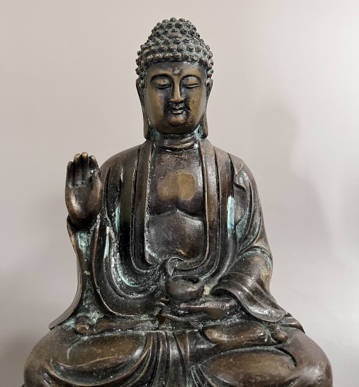 Buddha Figur Bronze Skulptur Schutzgeste 27cm