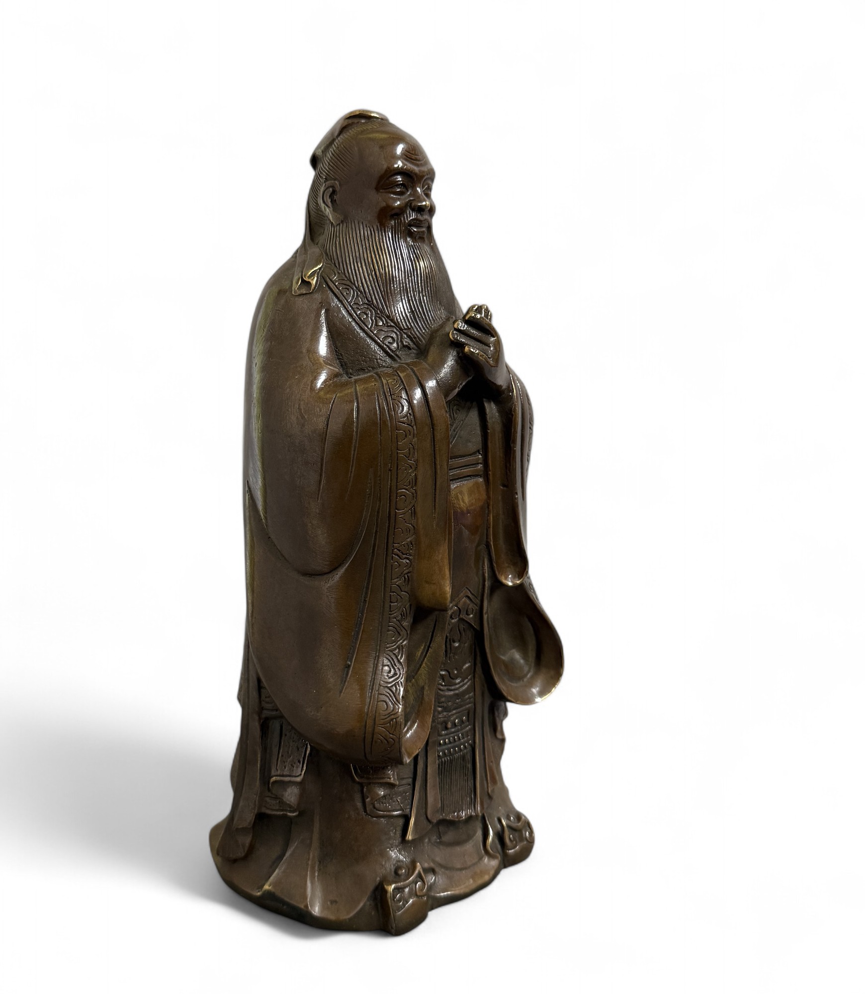 Konfuzius Skulptur aus China - Bronze Figur 26 cm groß