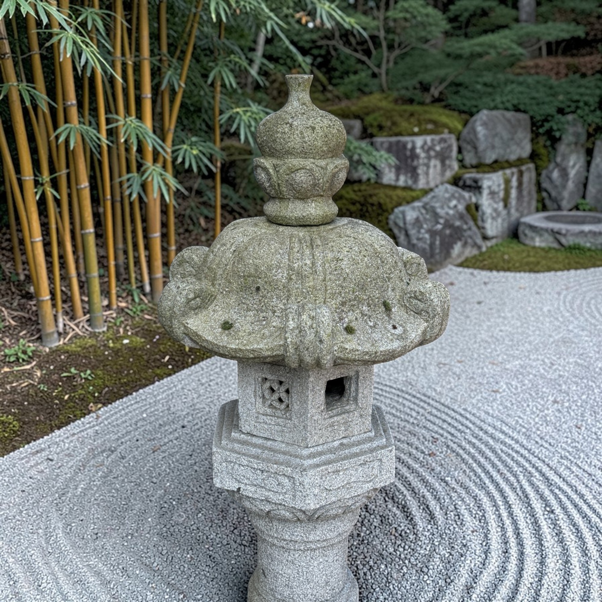 Japan Garten Pagode Steinlaterne aus Granitstein 158 cm groß