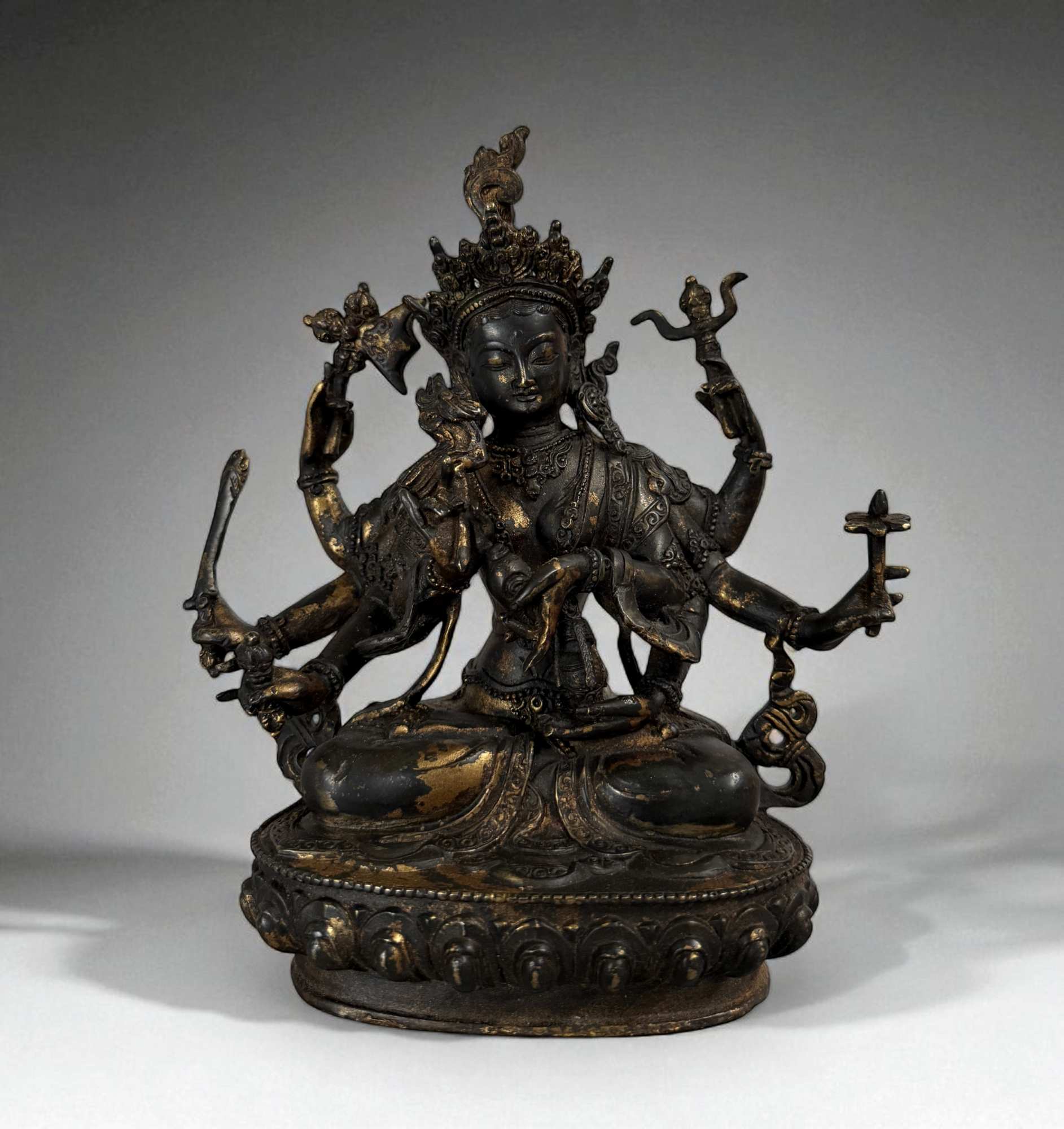 Chenrezig Avalokiteshvara Bronze Figur Tibet 22 cm groß