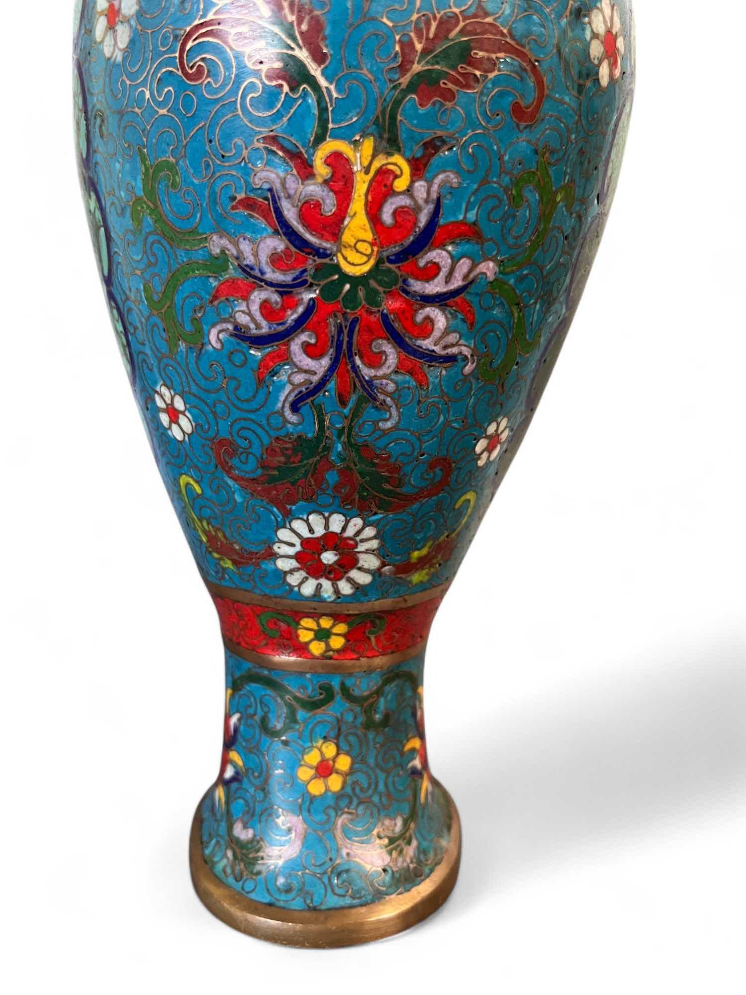 China Cloisonne Vase Bronze mit Markung