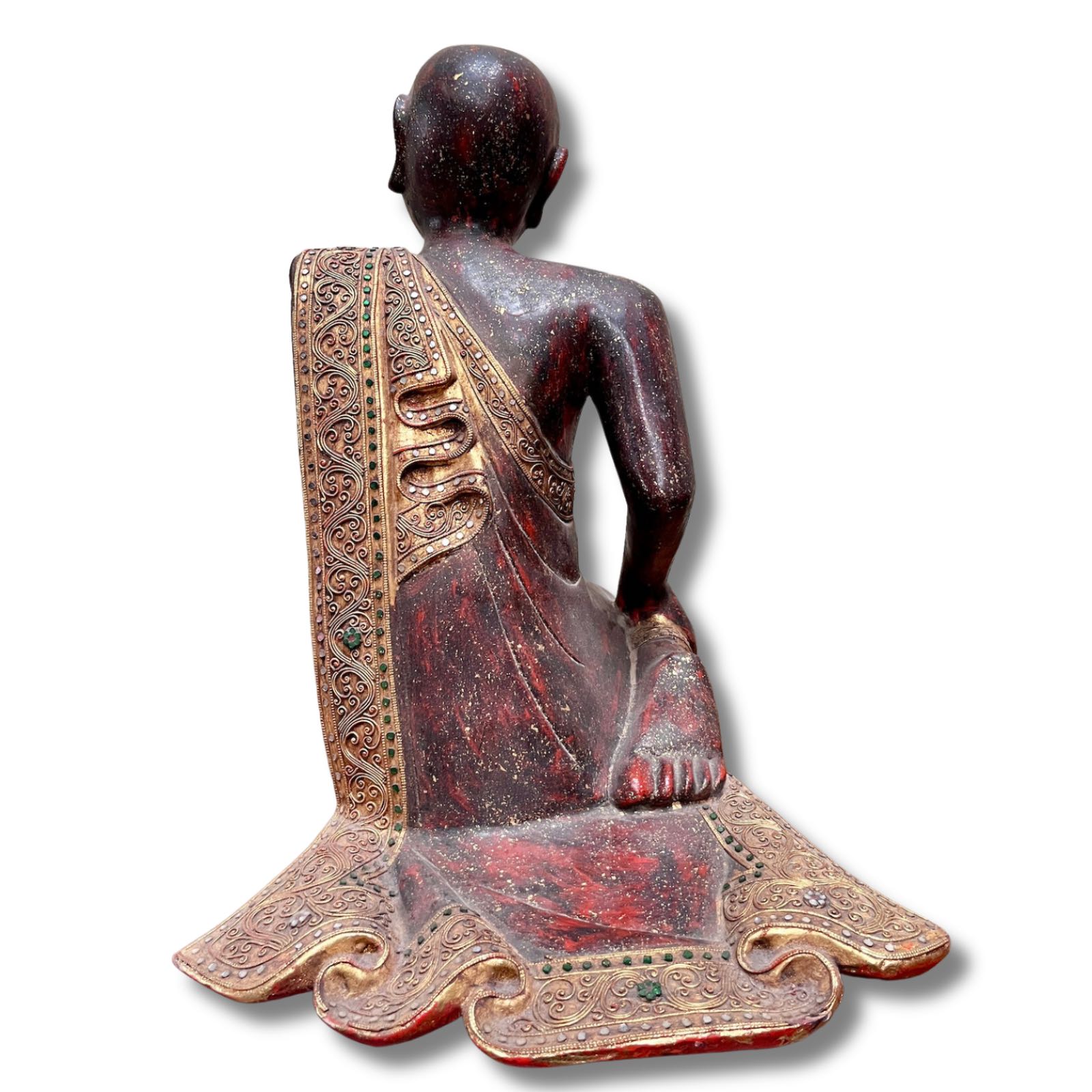 Mandalay Mönch Figur Sariputta aus Holz, 51cm