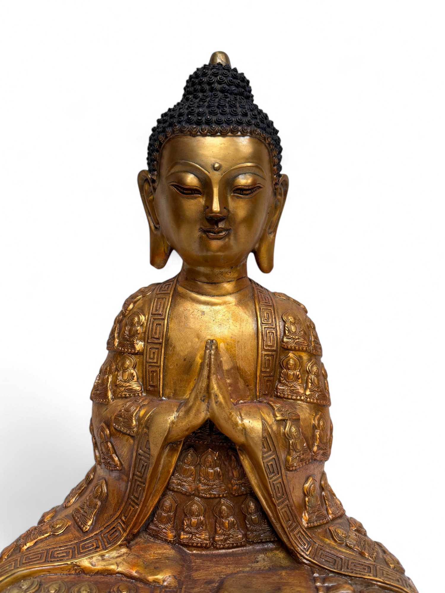 Buddha Skulptur mit Anjali Mudra aus Bronze - 40 cm groß