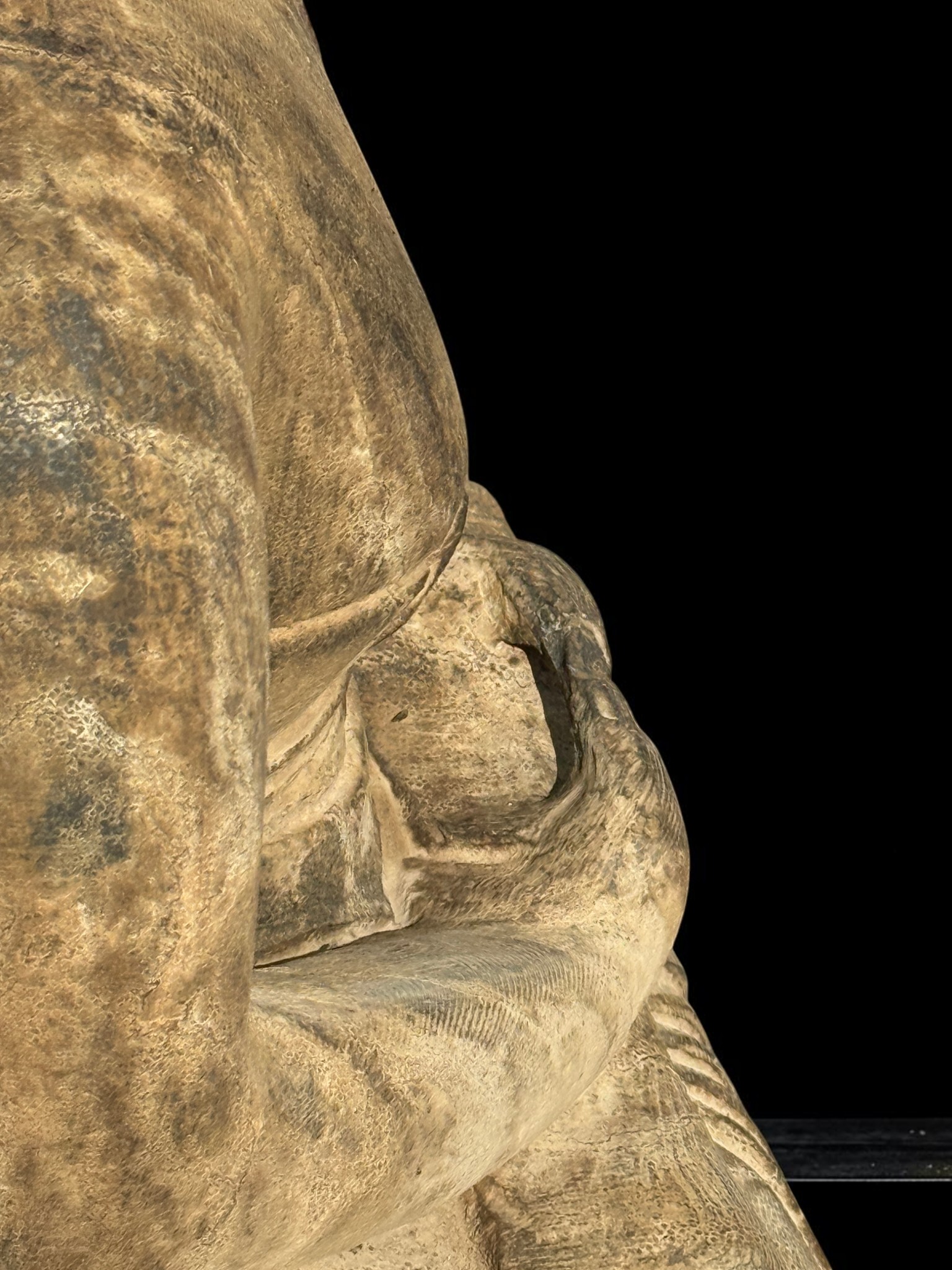 Garten Buddha Skulptur Naturstein Kalkstein meditierend 60cm