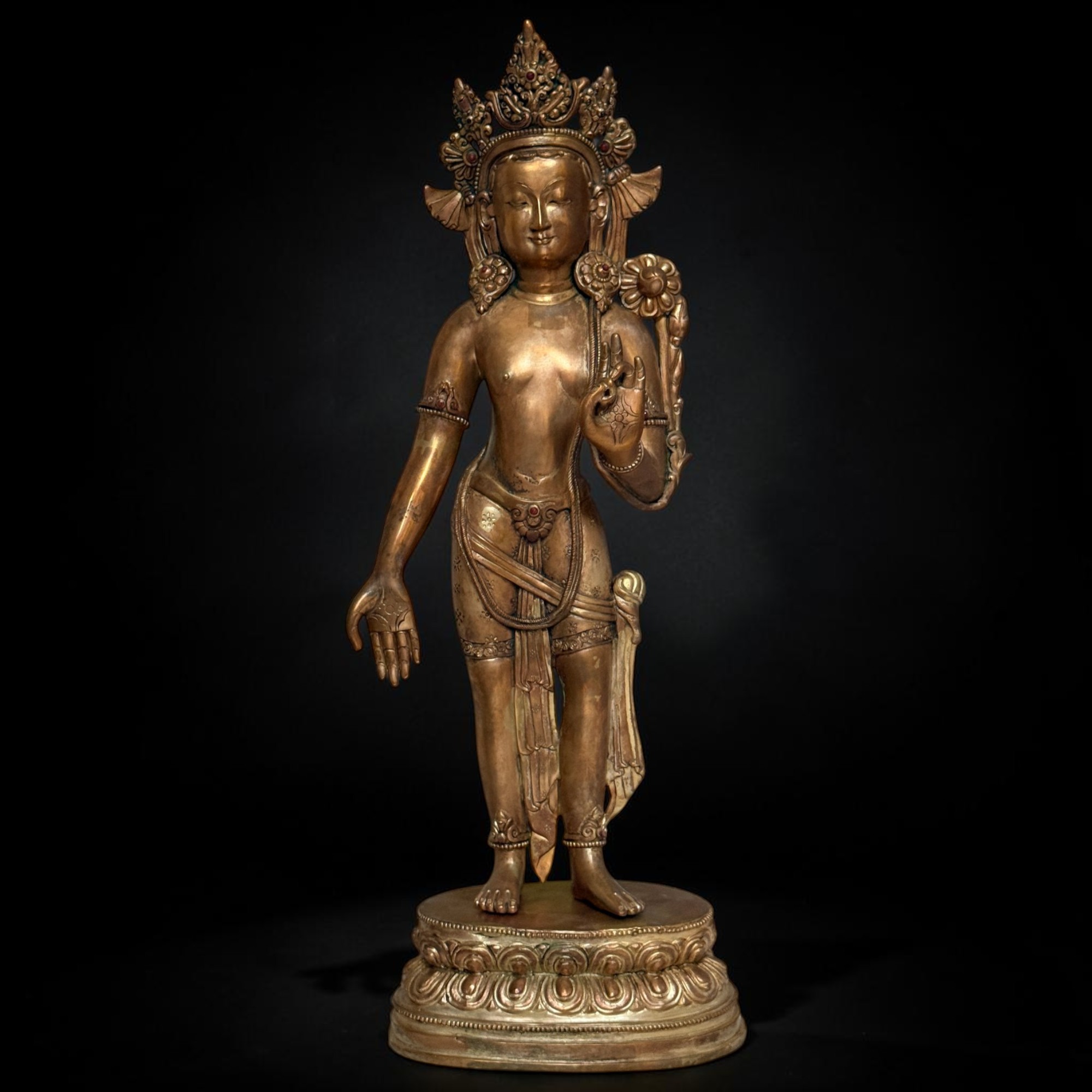 Padmapani Kupfer Bronze Statue Nepal Skulptur 53 cm groß