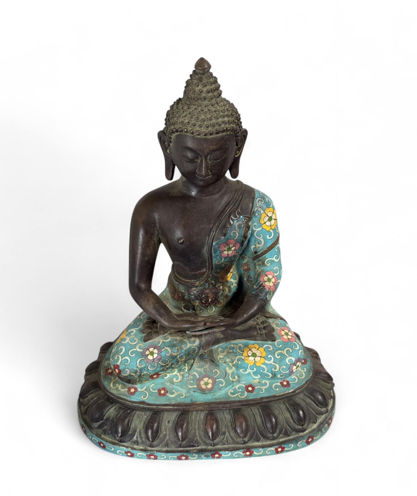 Buddha Figur Bronze China Cloisonne Skulptur 40cm groß