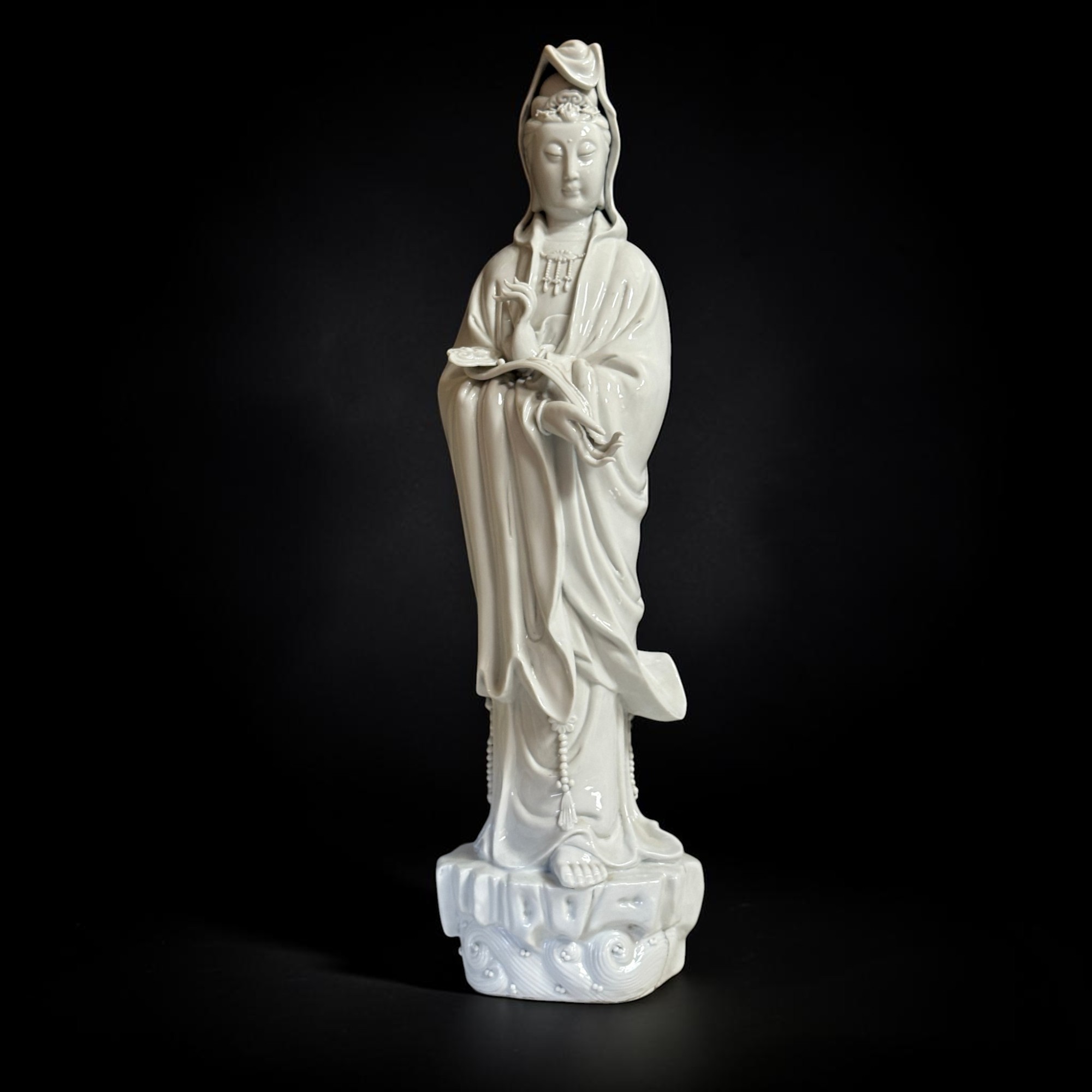 Alte Guanyin Skulptur Dehua Porzellan Blanc de Chine 63cm