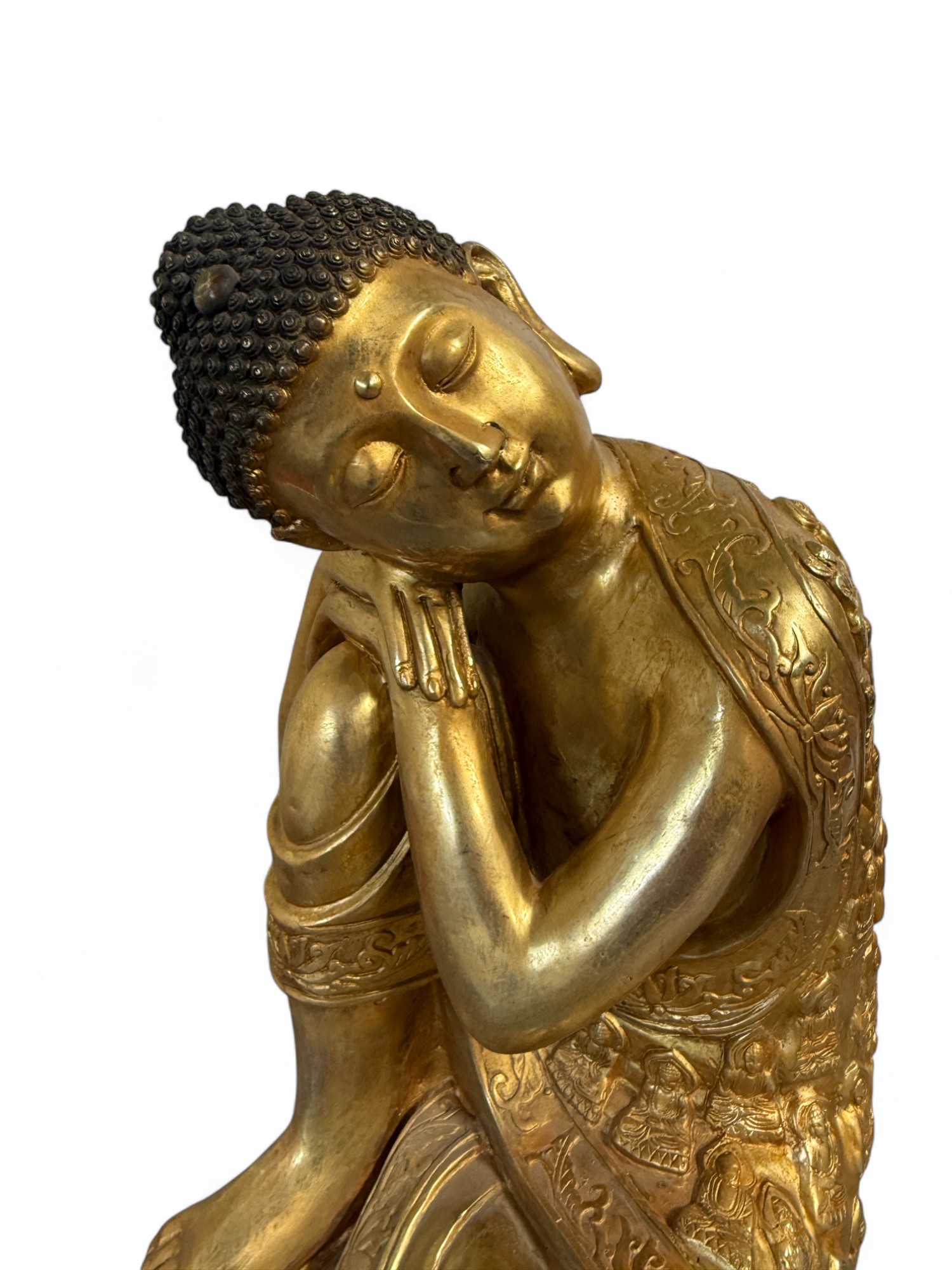 Schlafender Bronze Buddha Tibet China Figur 33 cm große Skulptur