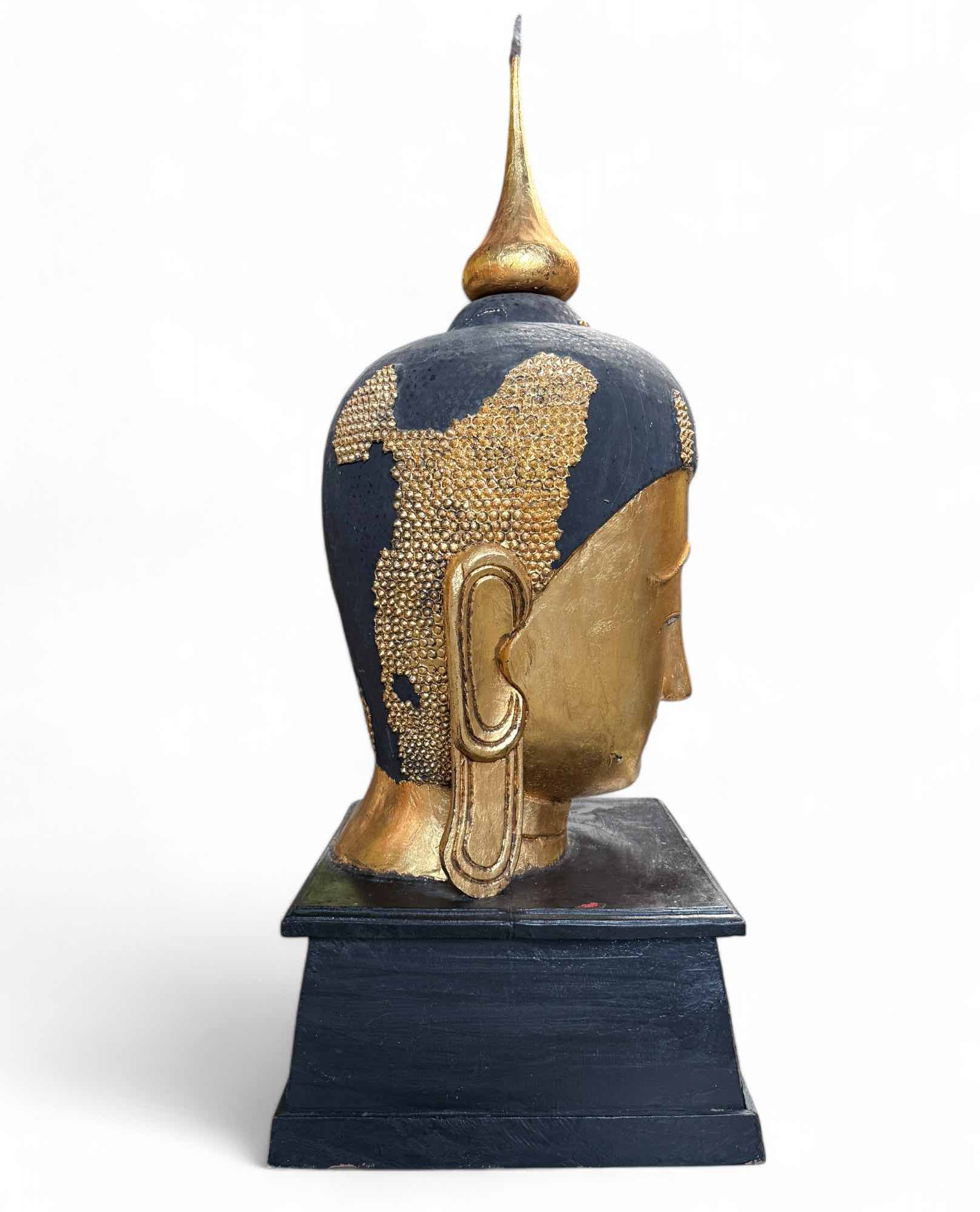 Holz Buddha Kopf Thailand mit Blattvergoldung - 117 cm Holz Buddha Kopf Thailand mit Blattvergoldung - 117 cm