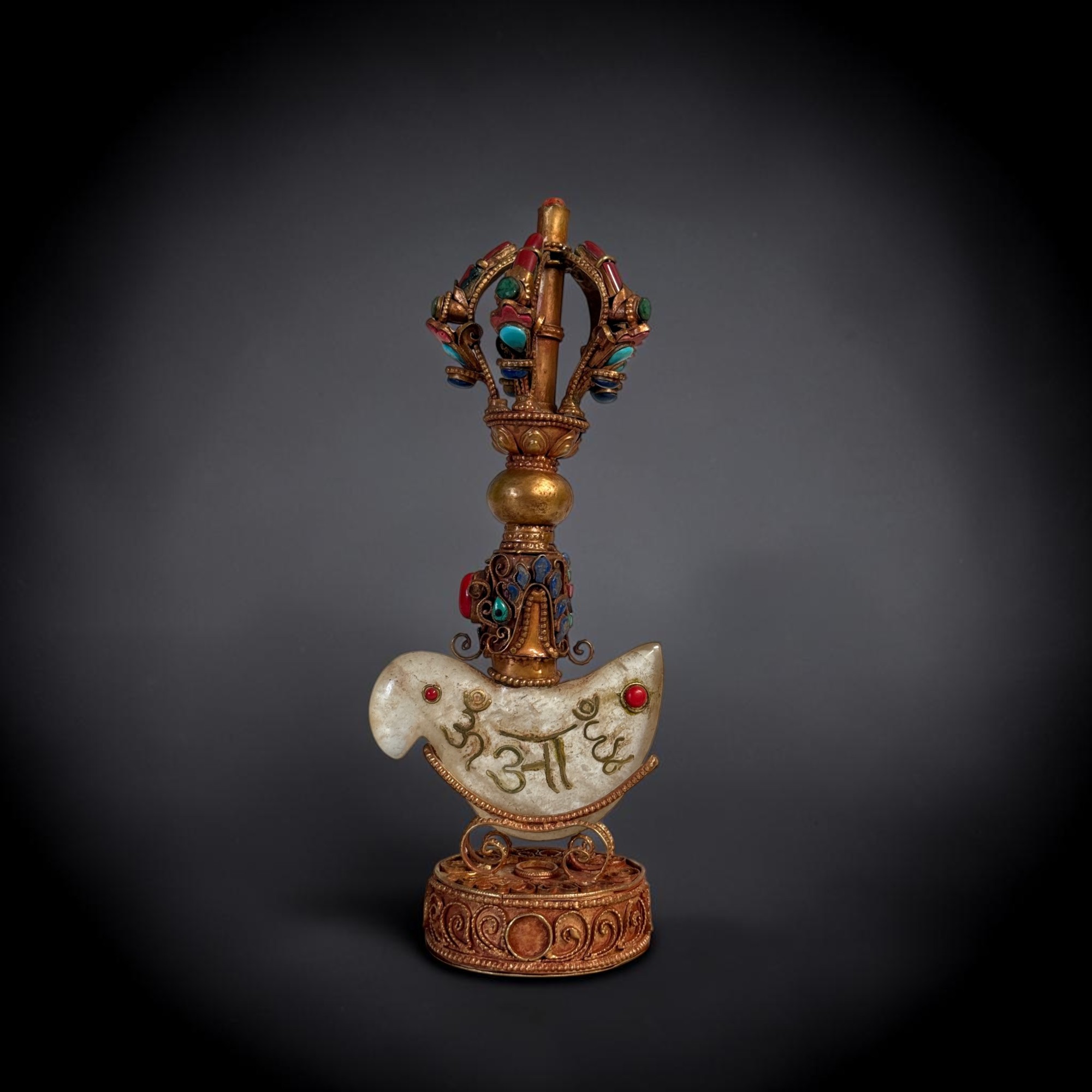 Tibetische Kartika mit Bergkristall Klinge und Vajra Griff 25,5cm