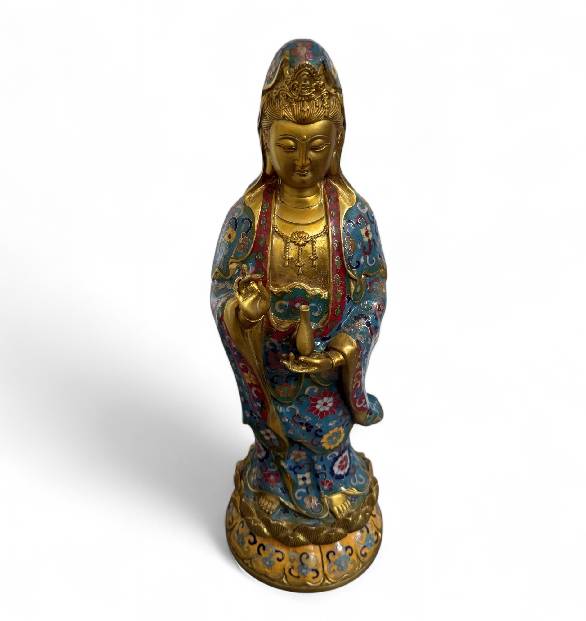Guanyin Figur Cloisonne Bronze Bodhisattva Skulptur China Buddha