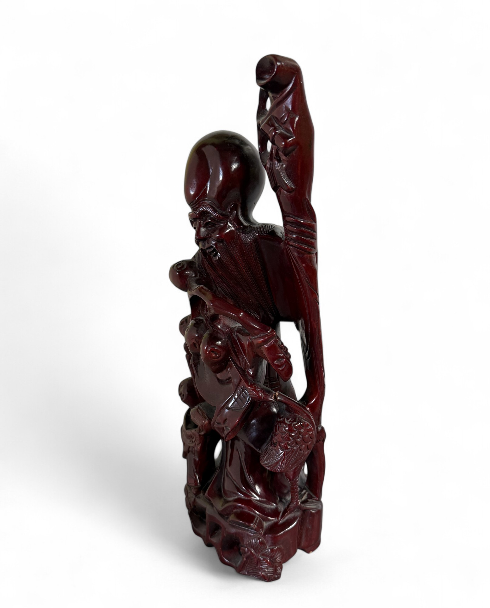 Gott des Langen Lebens China Figur Shou Holz Schnitzerei chinesisch
