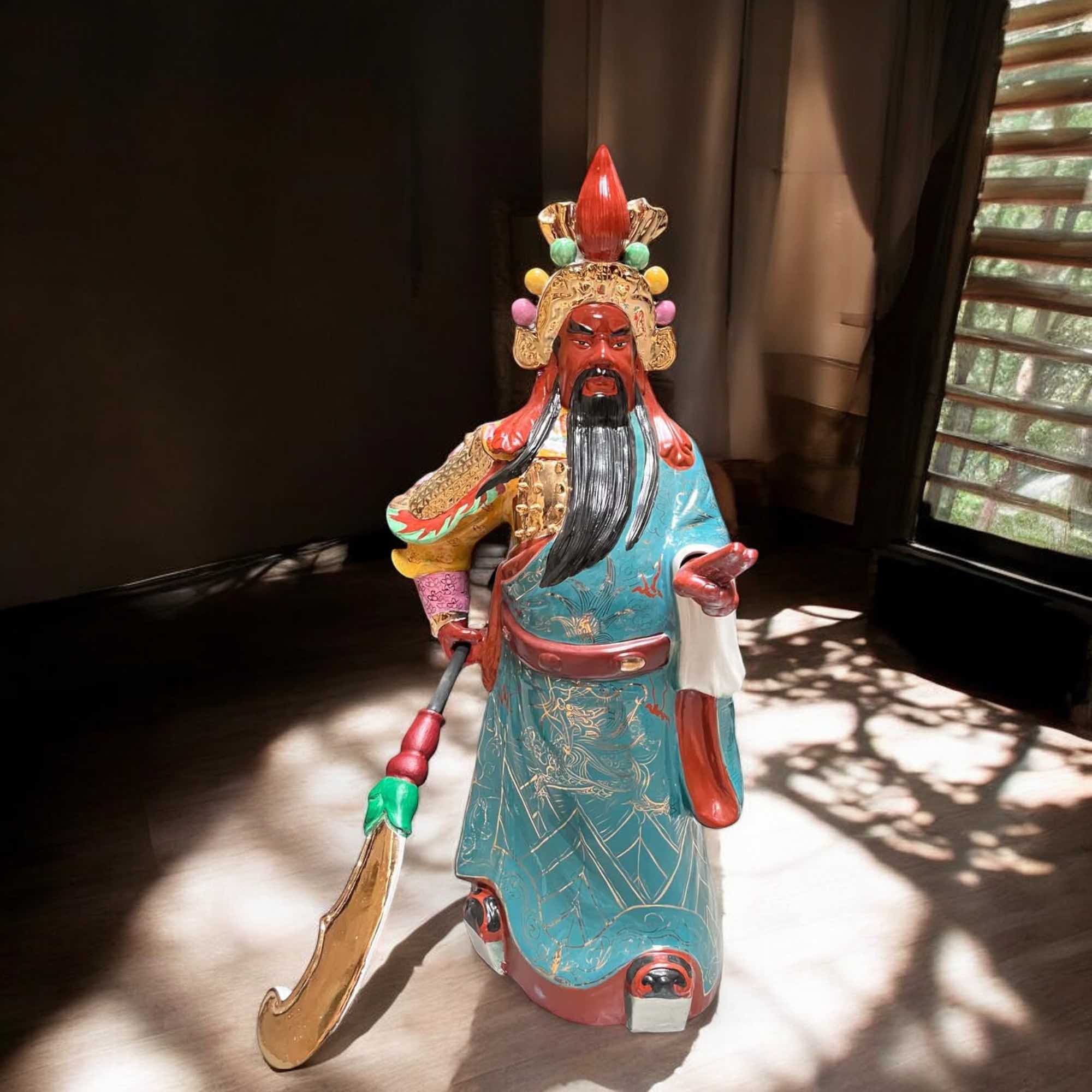 Guan Yu Krieger Statue China Porzellan - 99cm groß