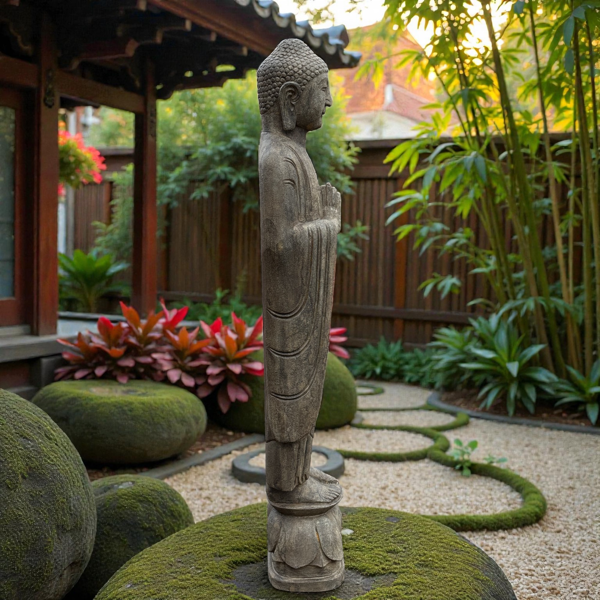 Naturstein Garten Buddha Statue aus Tibet/China 121 cm groß