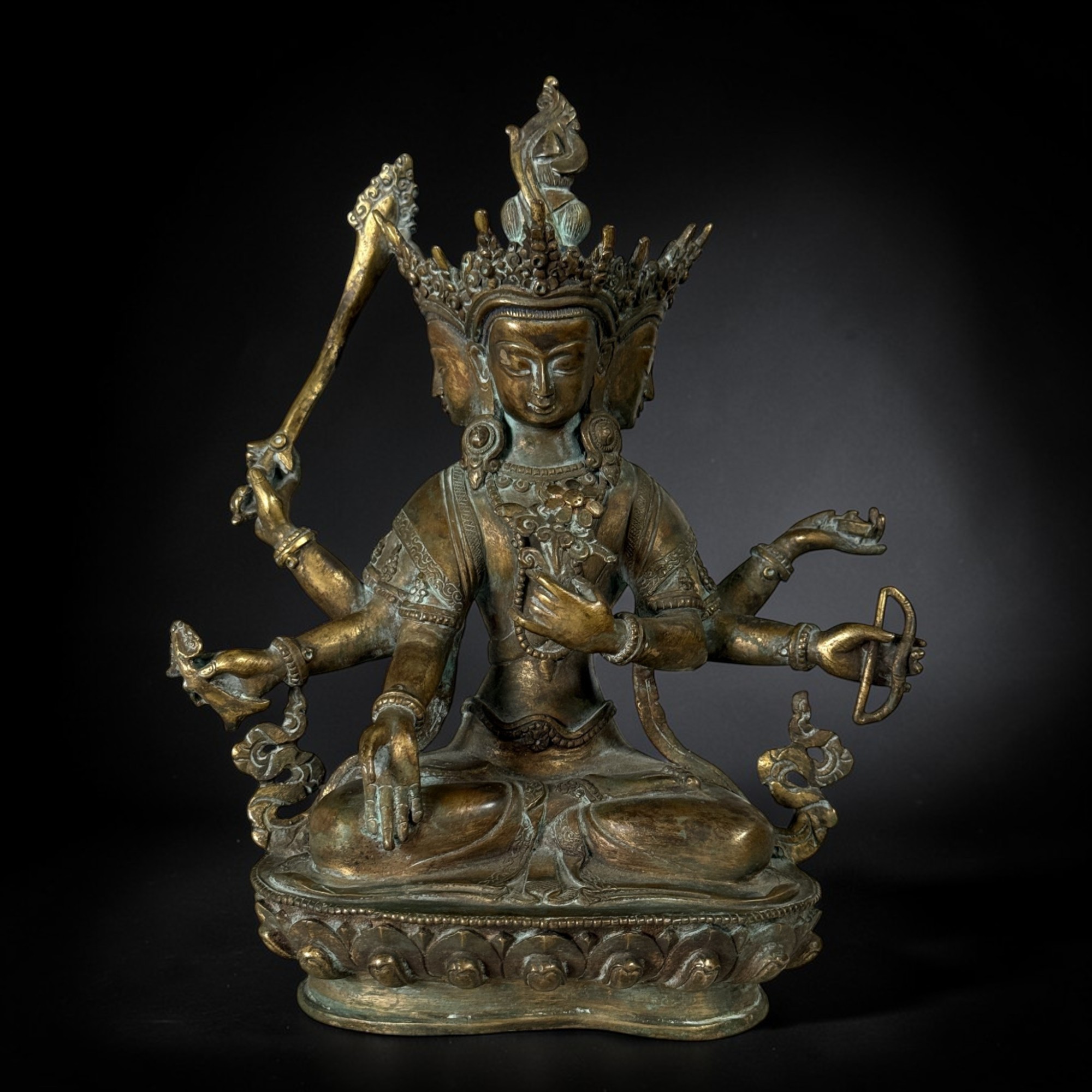 Maha Manjushri Bronze Skulptur – 24 cm – 2,12 kg – Sammlernachlass Wiesbaden