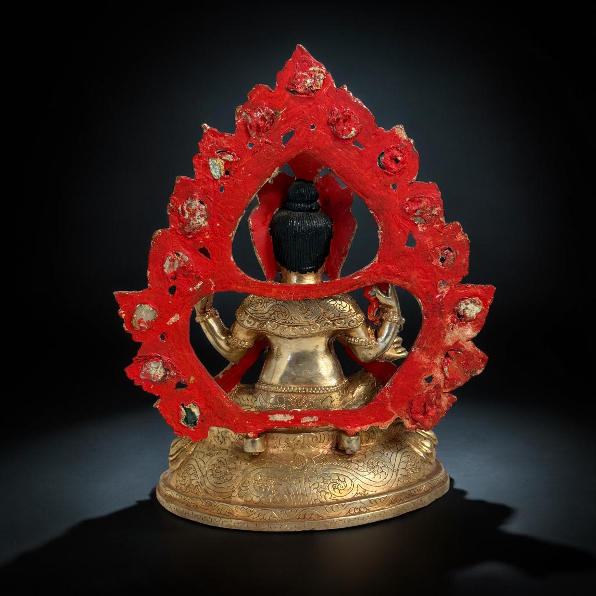Ganesha Bronze Figur feuervergoldet mit Bergkristall Nepal