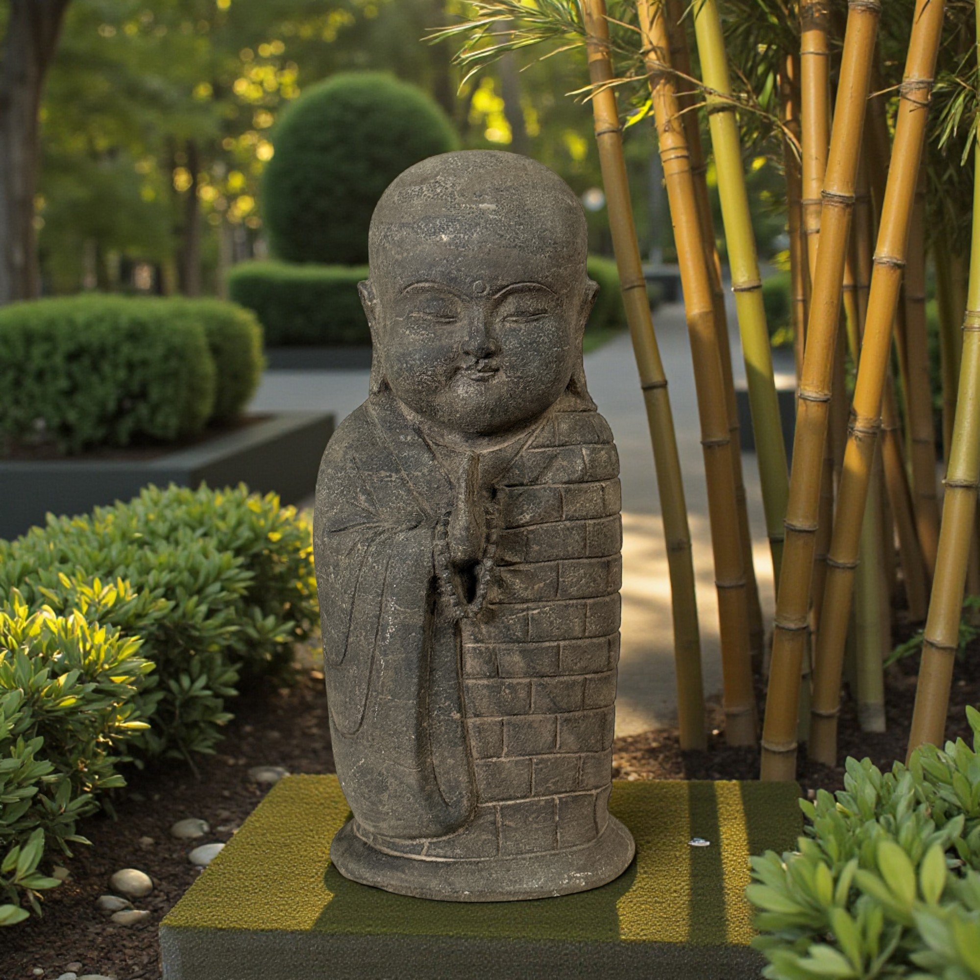 Garten Mönch Skulptur aus Naturstein - China - 40 cm groß