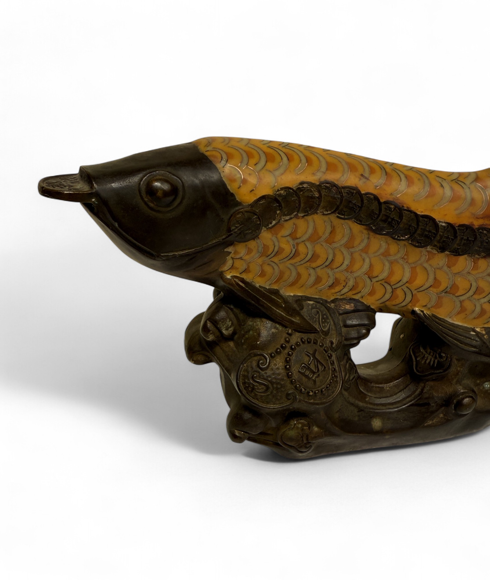 Koifisch Bronze Skulptur Cloisonne Figur Reichtumssymbol
