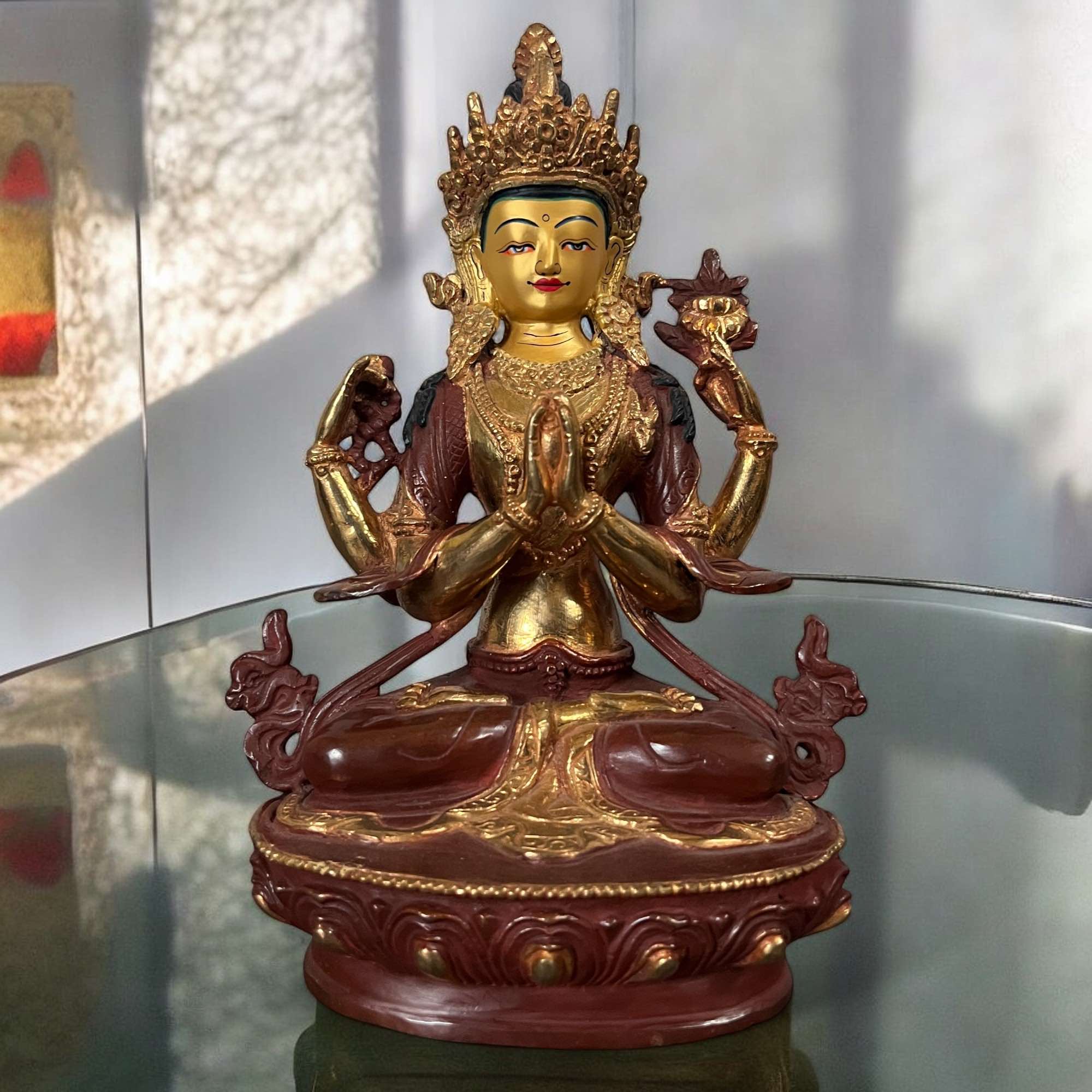 Buddha Figur Chenrezi Avalokiteshvara Bronze
