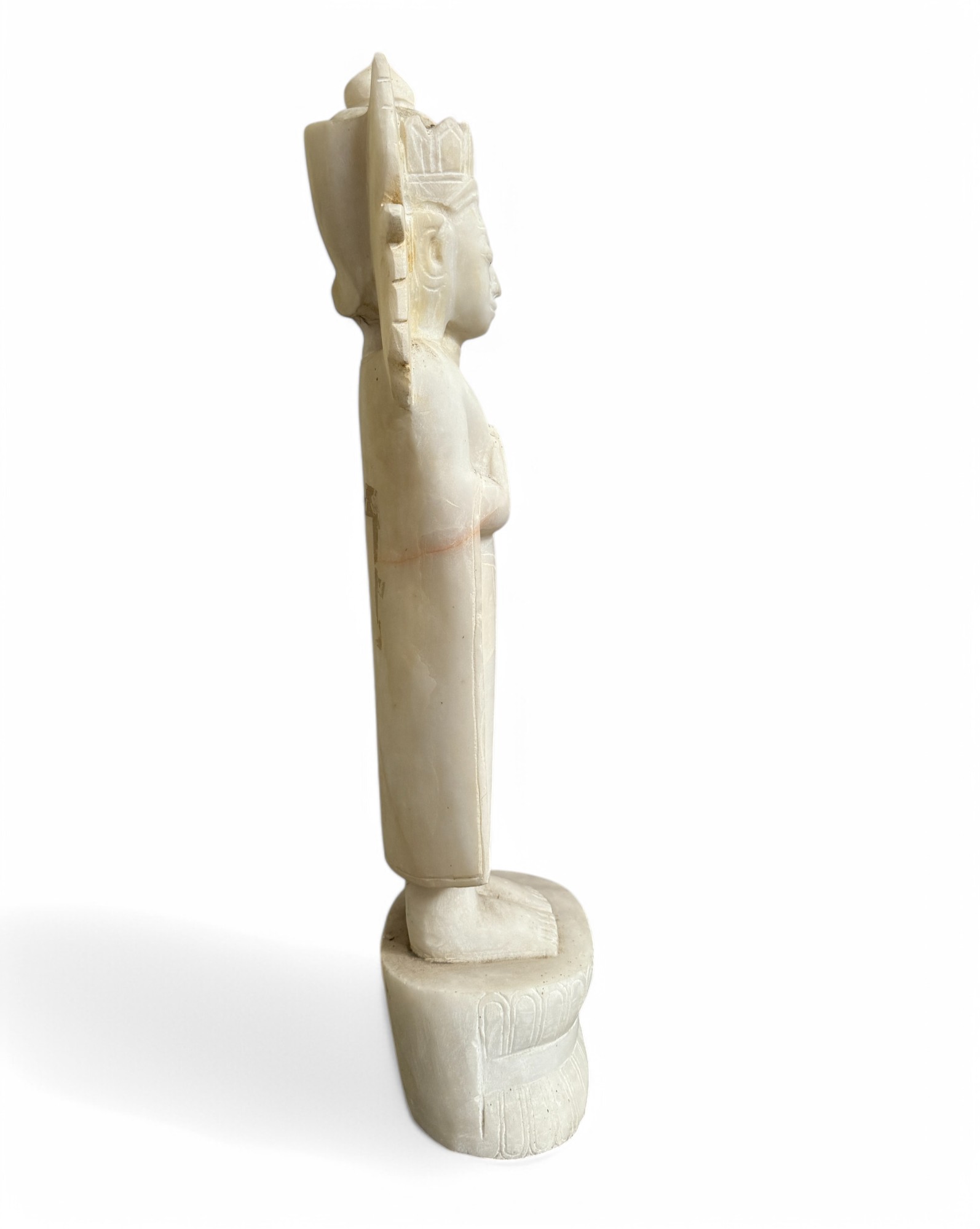 Birmanische Alabaster Buddha Skulptur gekrönt, 64 cm