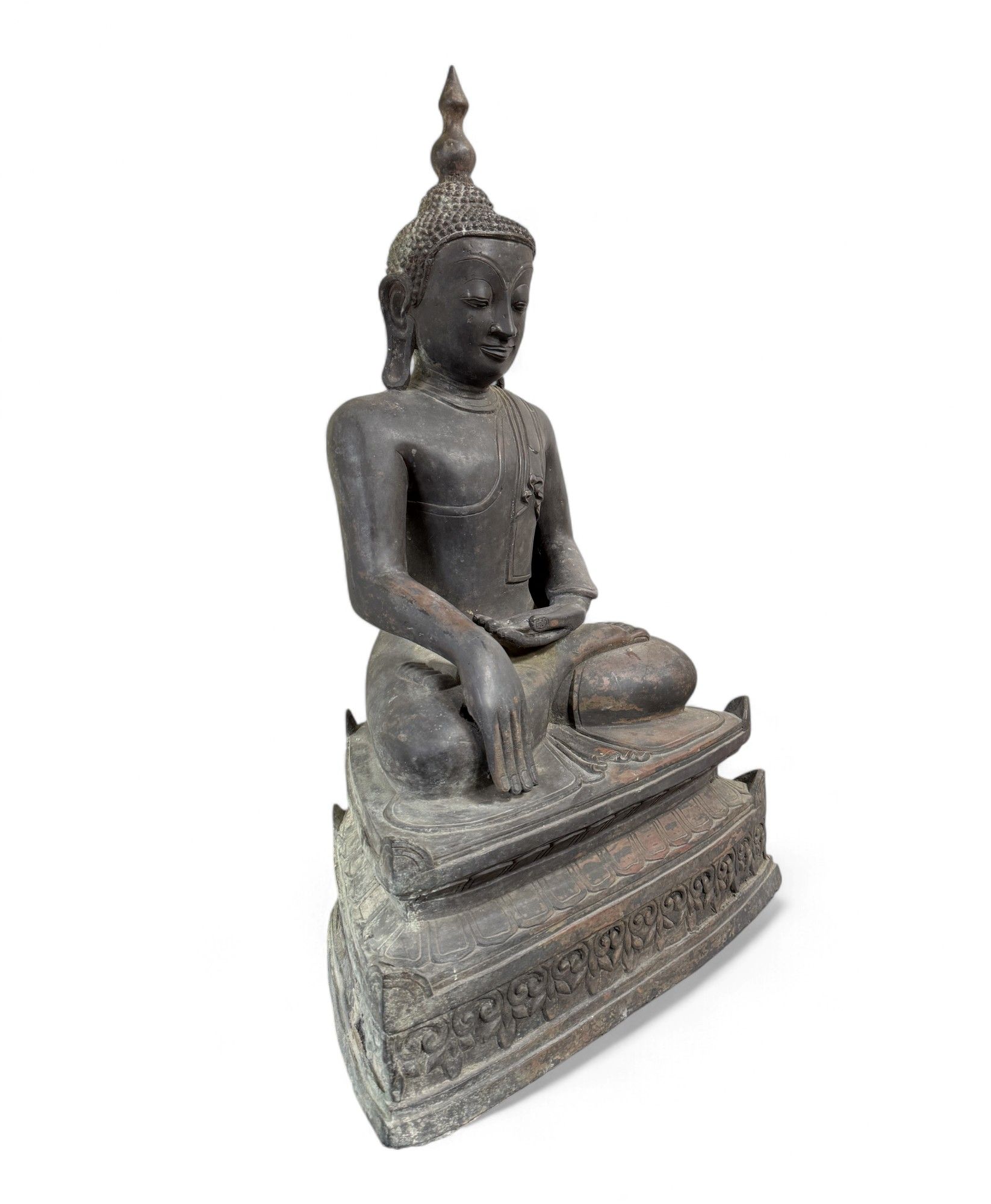 Alte Shan Buddha Bronze Skulptur Burma Statue 72 cm groß