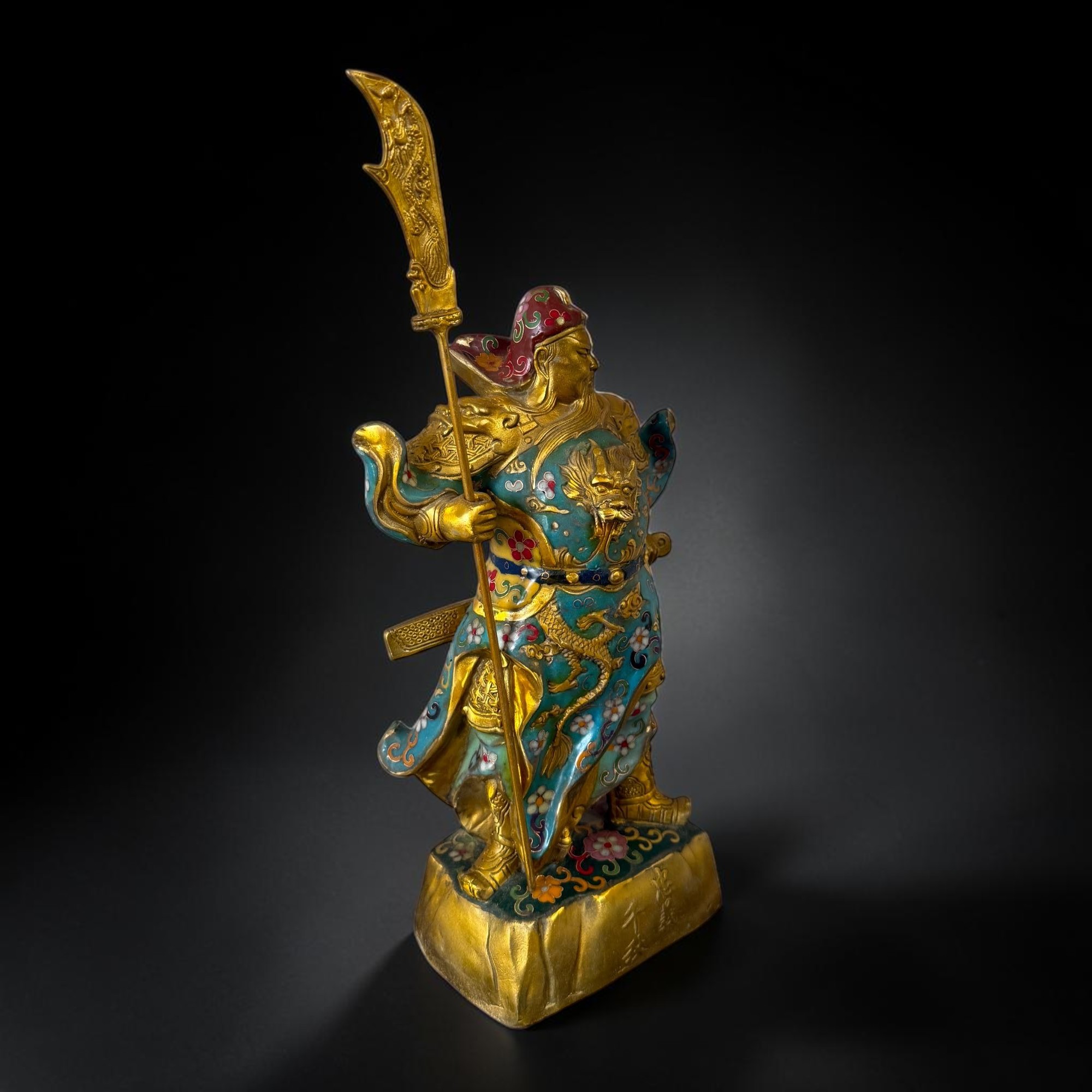 General Guan Yu China Bronze Krieger Figur Cloisonne Skulptur