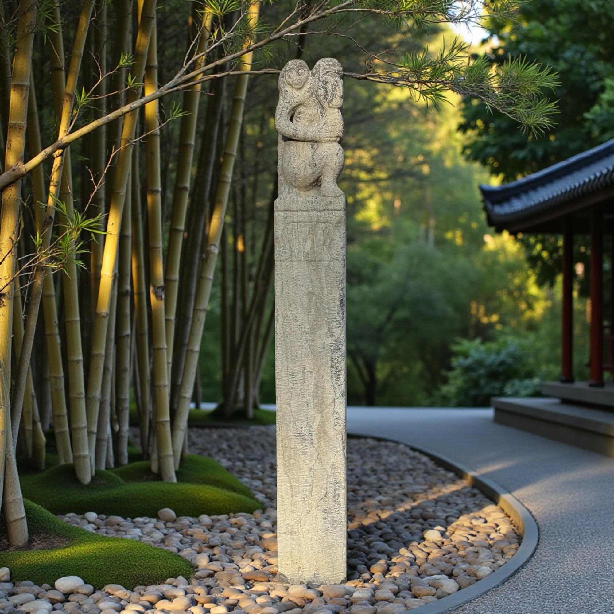 Garten Pagdoe Steinfigur Affen Skulptur 150 cm