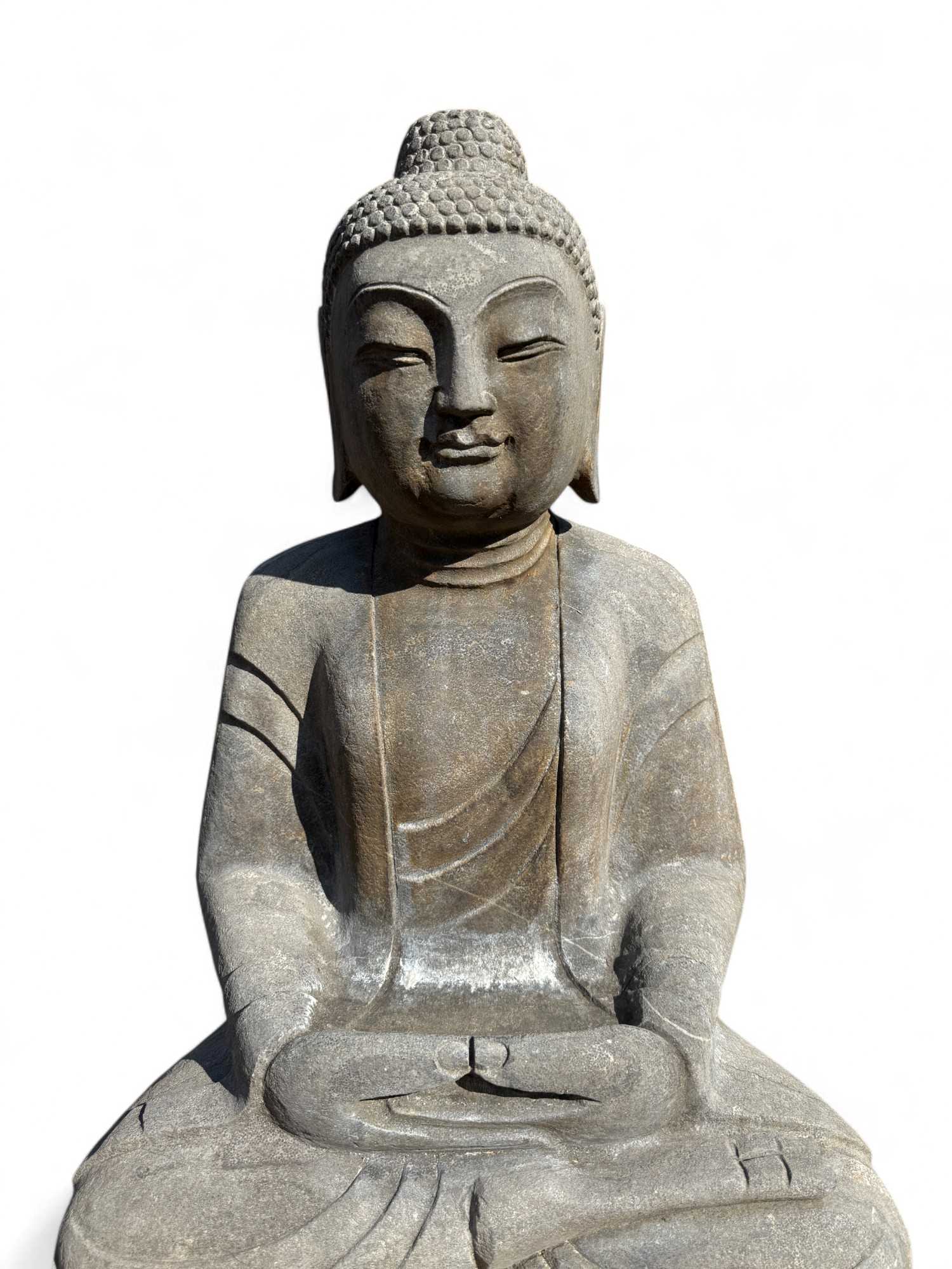 Garten Buddha Statue Naturstein Figur Meditations Geste